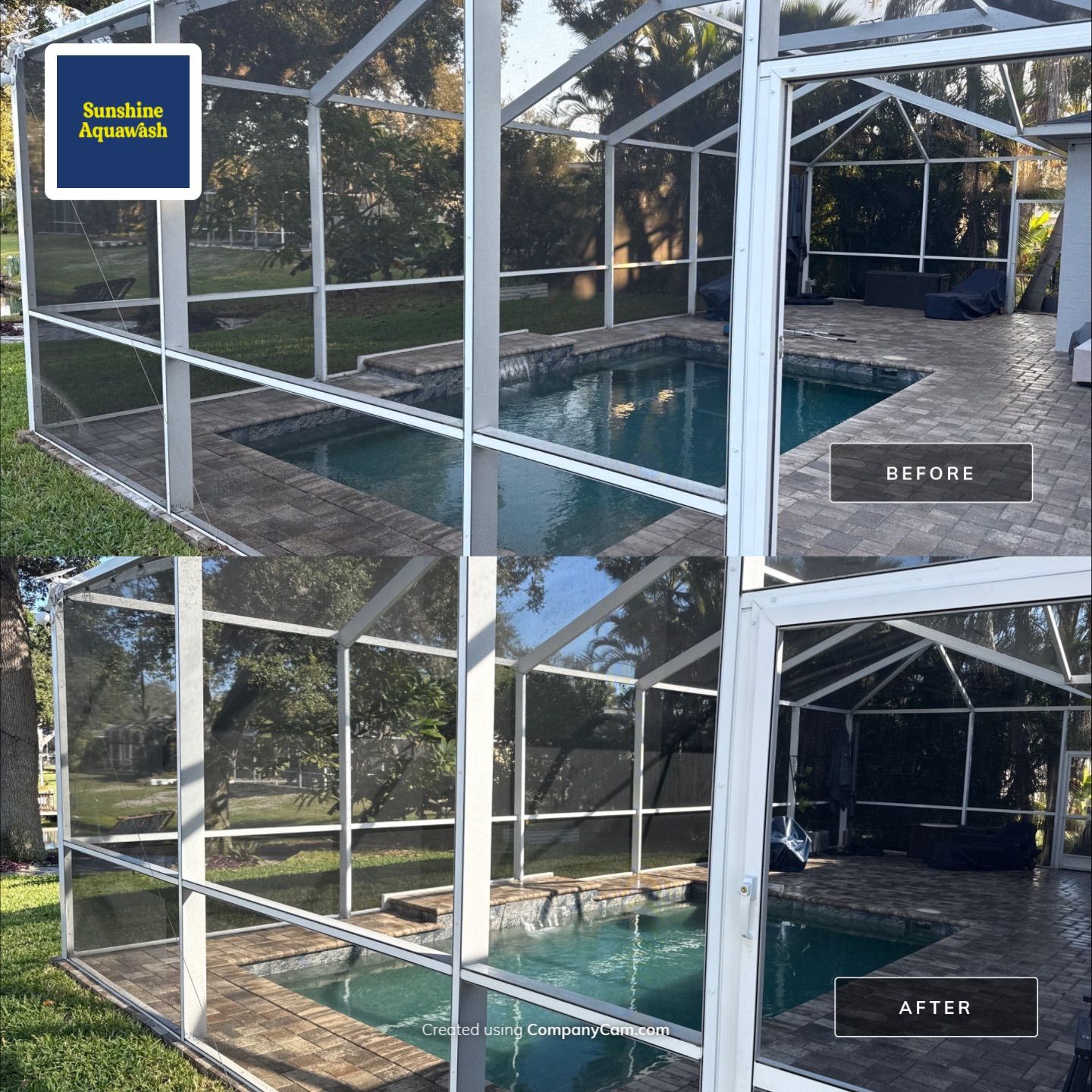 Paver Pool Deck Cleaning & Pool Cage Cleaning in River Point of Manatee – Bradenton, FL by Sunshine AquaWash