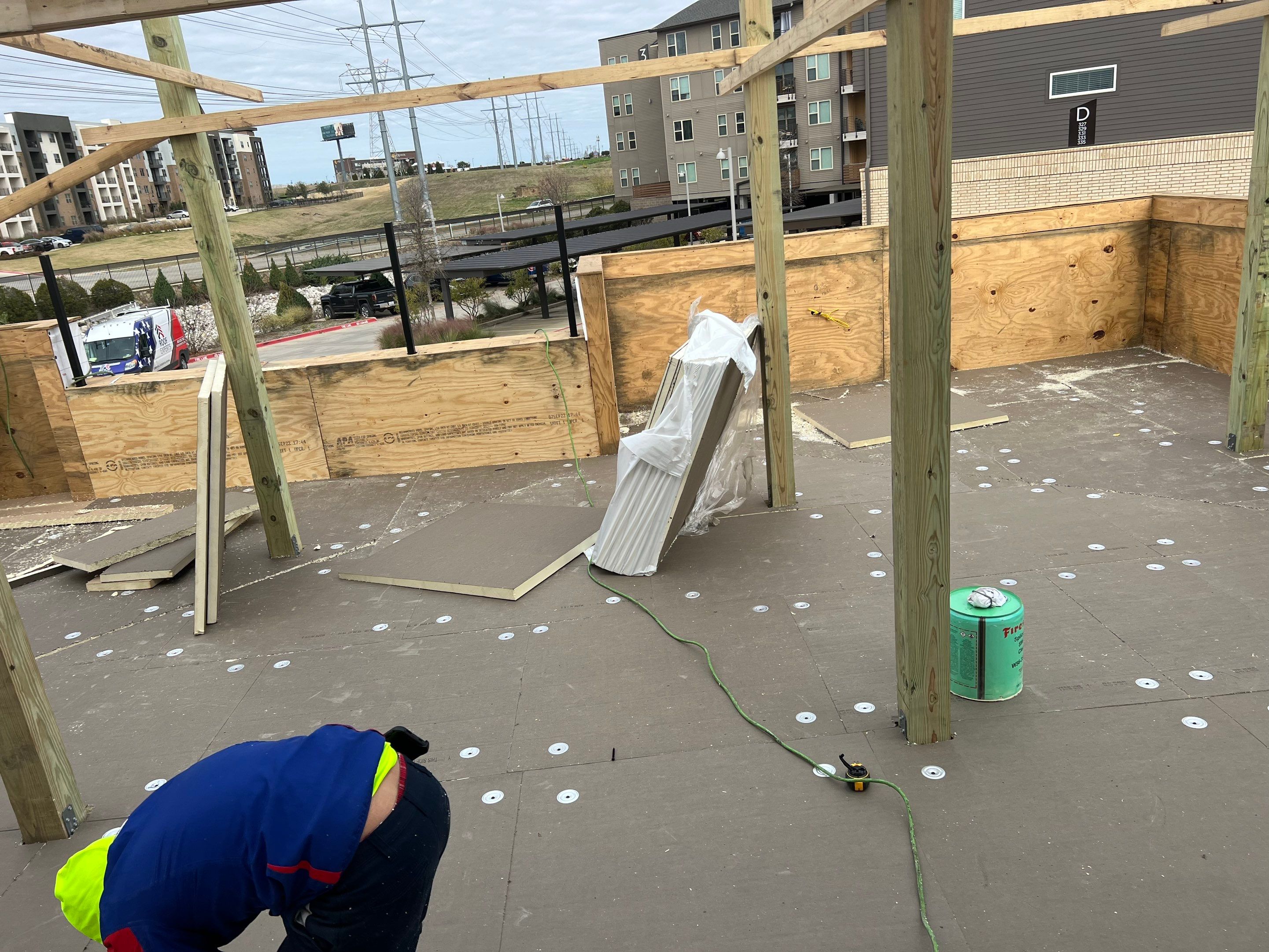 Apartment Roofing Installation using GAF HDZ Shingles, GAF TPO and Pavers in Lewisville, TX by Roof Experts