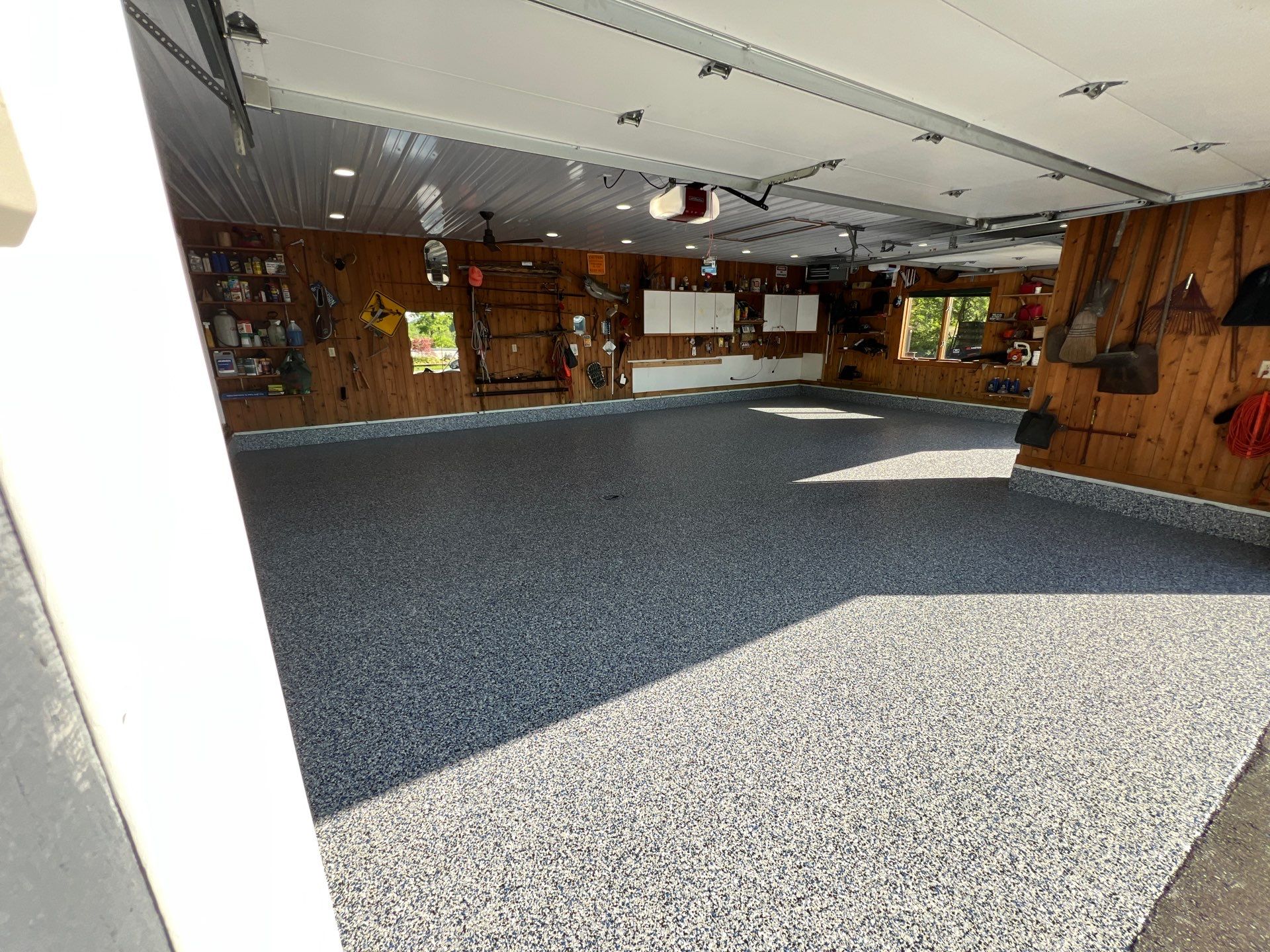 Durable & Decorative Epoxy Flake Floor Installation by Gordon Painting