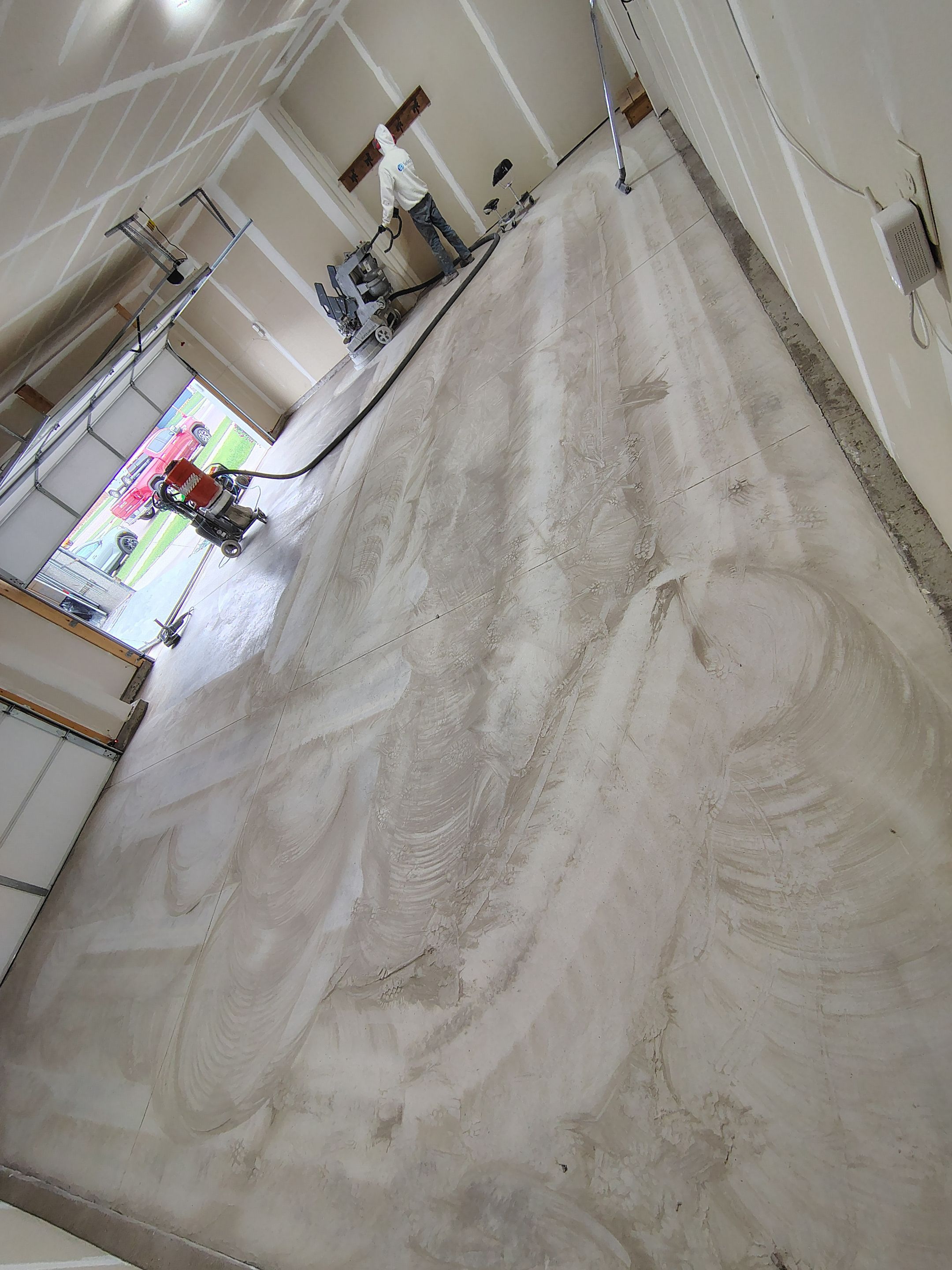 Epoxy Garage Floor Coating with Decorative Flake in Harrisburg by Select Painting, Coatings & Garage Cabinets