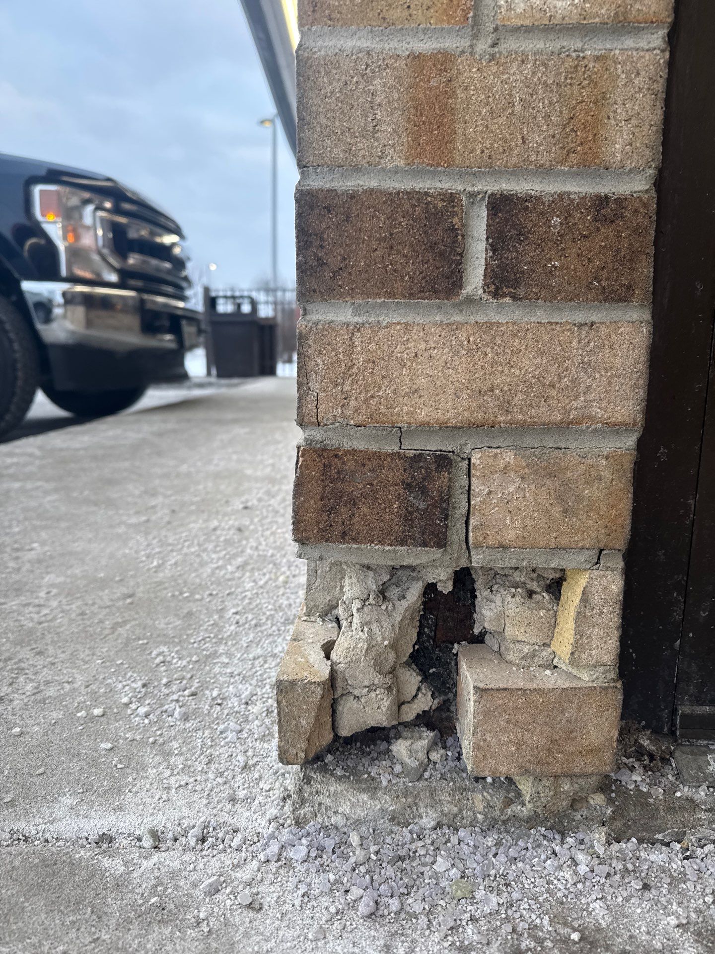 Masonry Repair: Vehicle Impact Damage by Leonard and Sons Building Services, Inc.