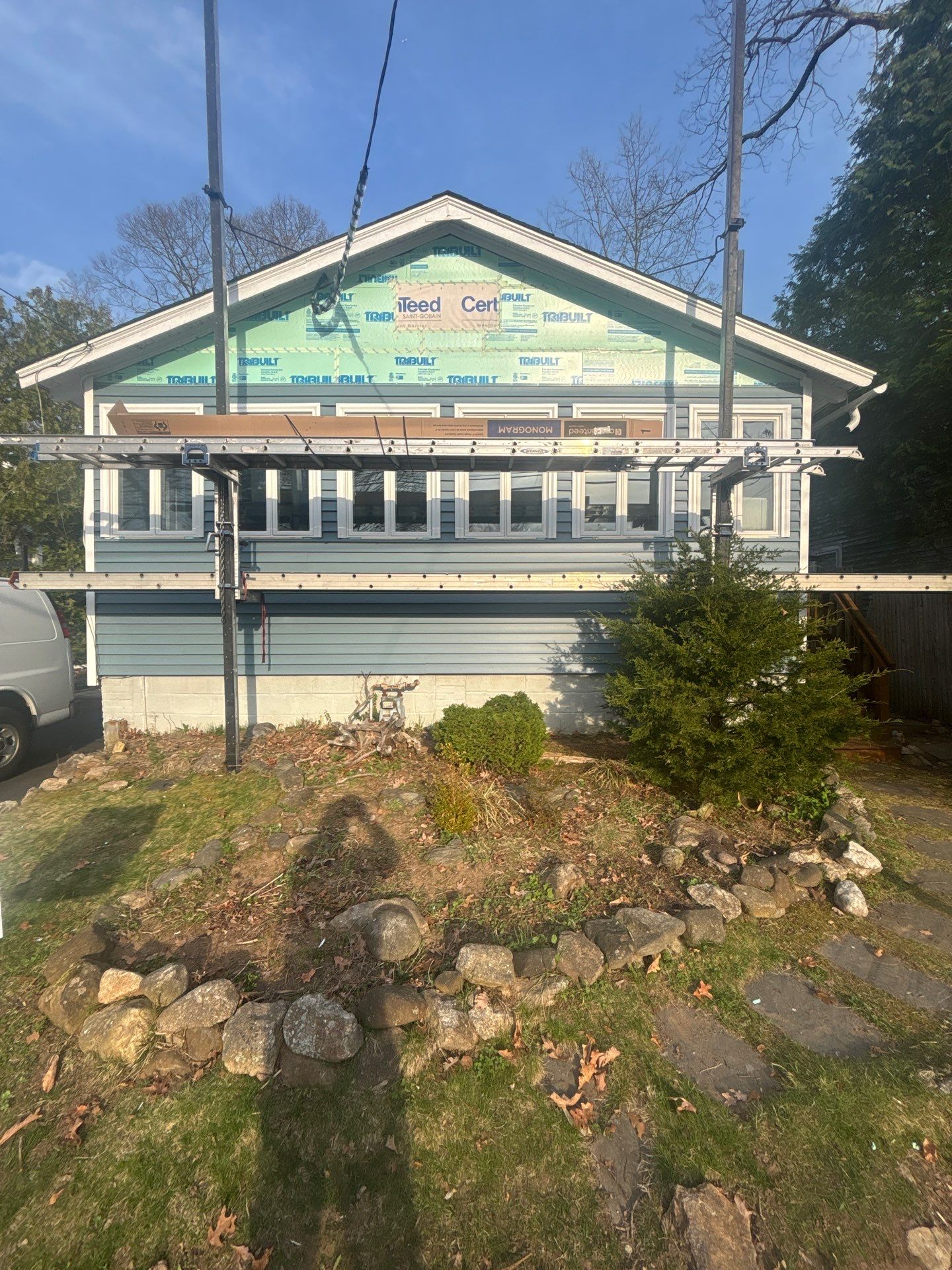 Siding Renewal with Cert Monogram D/4 x 12'6" clapboard, Wedgewood Blue by DiGiorgi Roofing and Siding Inc