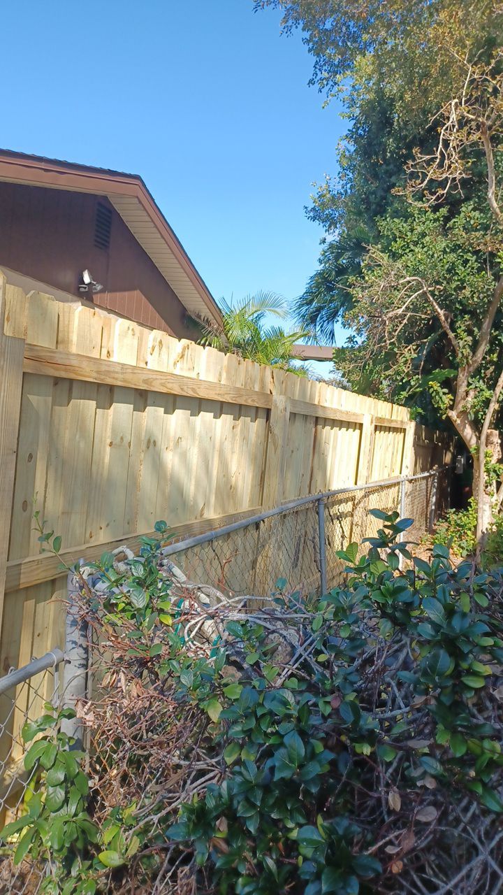 Bradenton, FL 6ft. Tall White Vinyl Privacy & Board on Board Wood Fence by Asap fence and gates, LLC