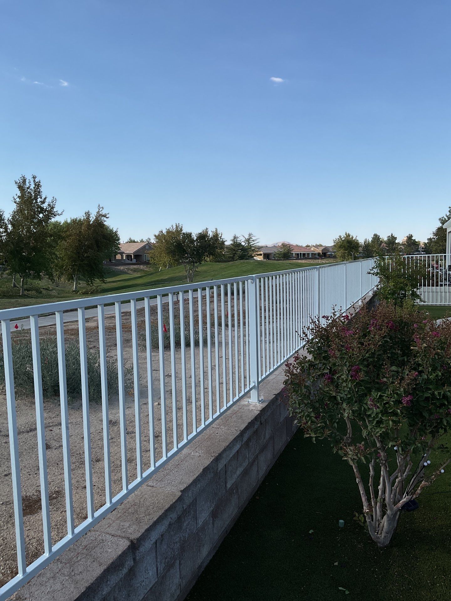 3ft White Wrought Iron on Block Wall by Fence Guys Inc. 