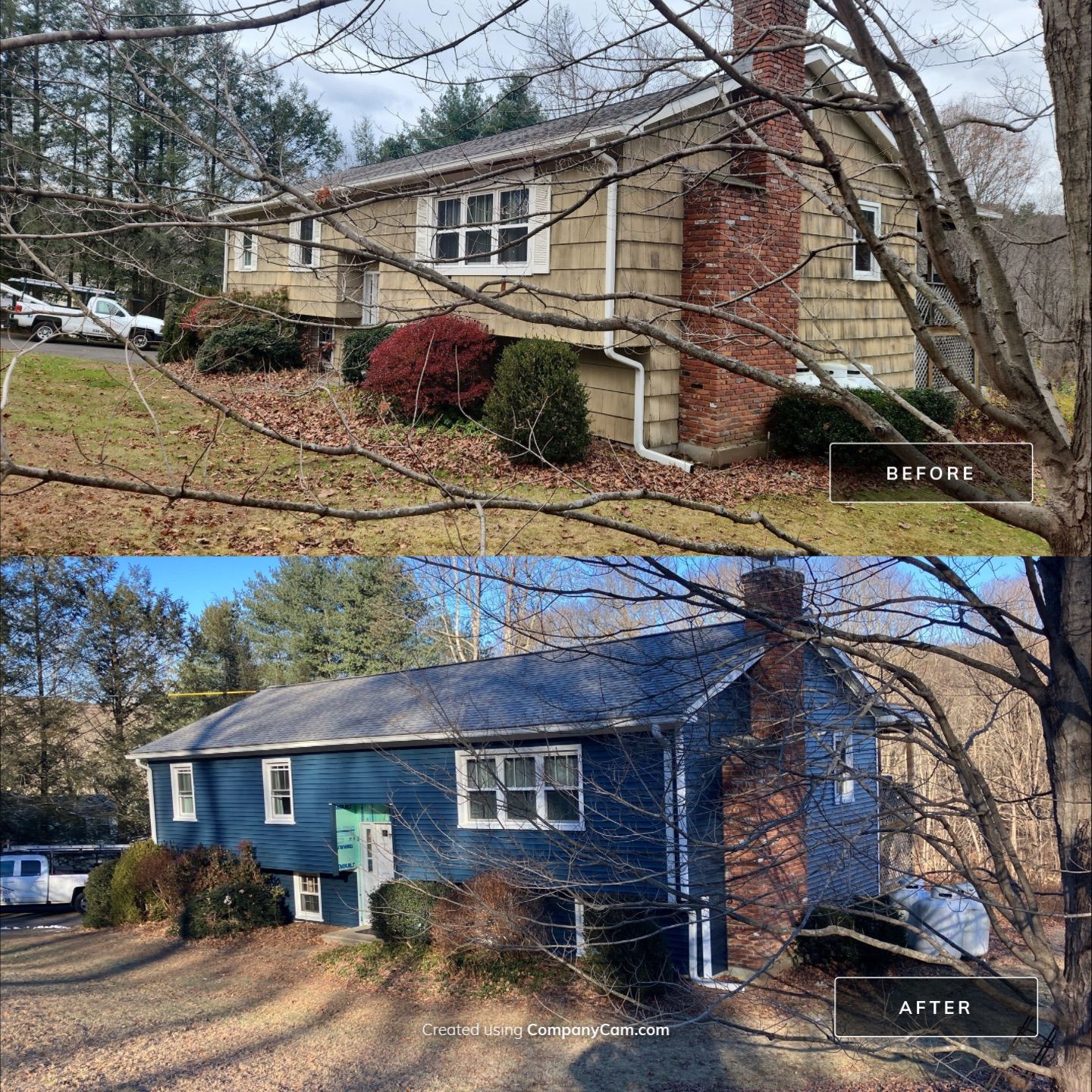 Striking siding update with Cert. Monogram D/4 x 12'6" clapboard, Deep Mineral by DiGiorgi Roofing and Siding Inc