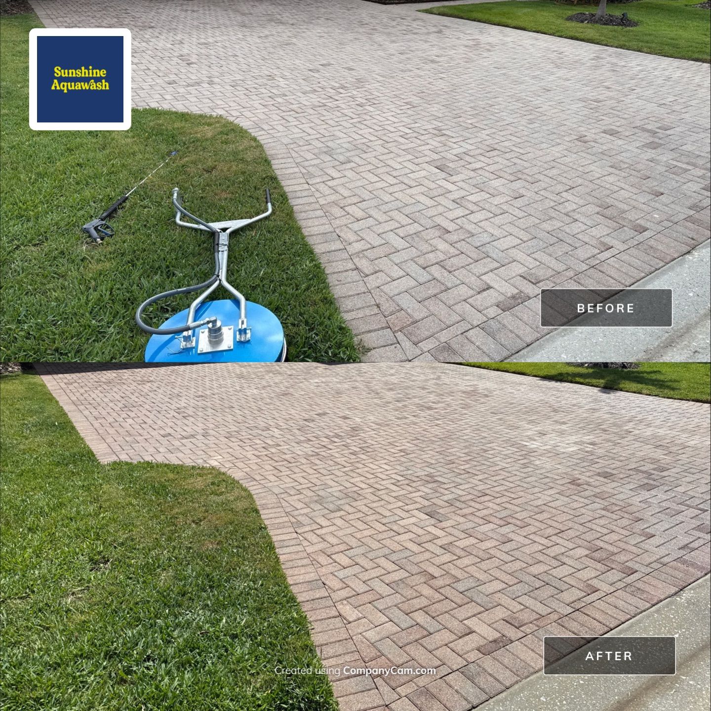 3-Car Paver Driveway & Entryway Cleaning | Oakleaf Hammock Community, Ellenton, FL by Sunshine AquaWash