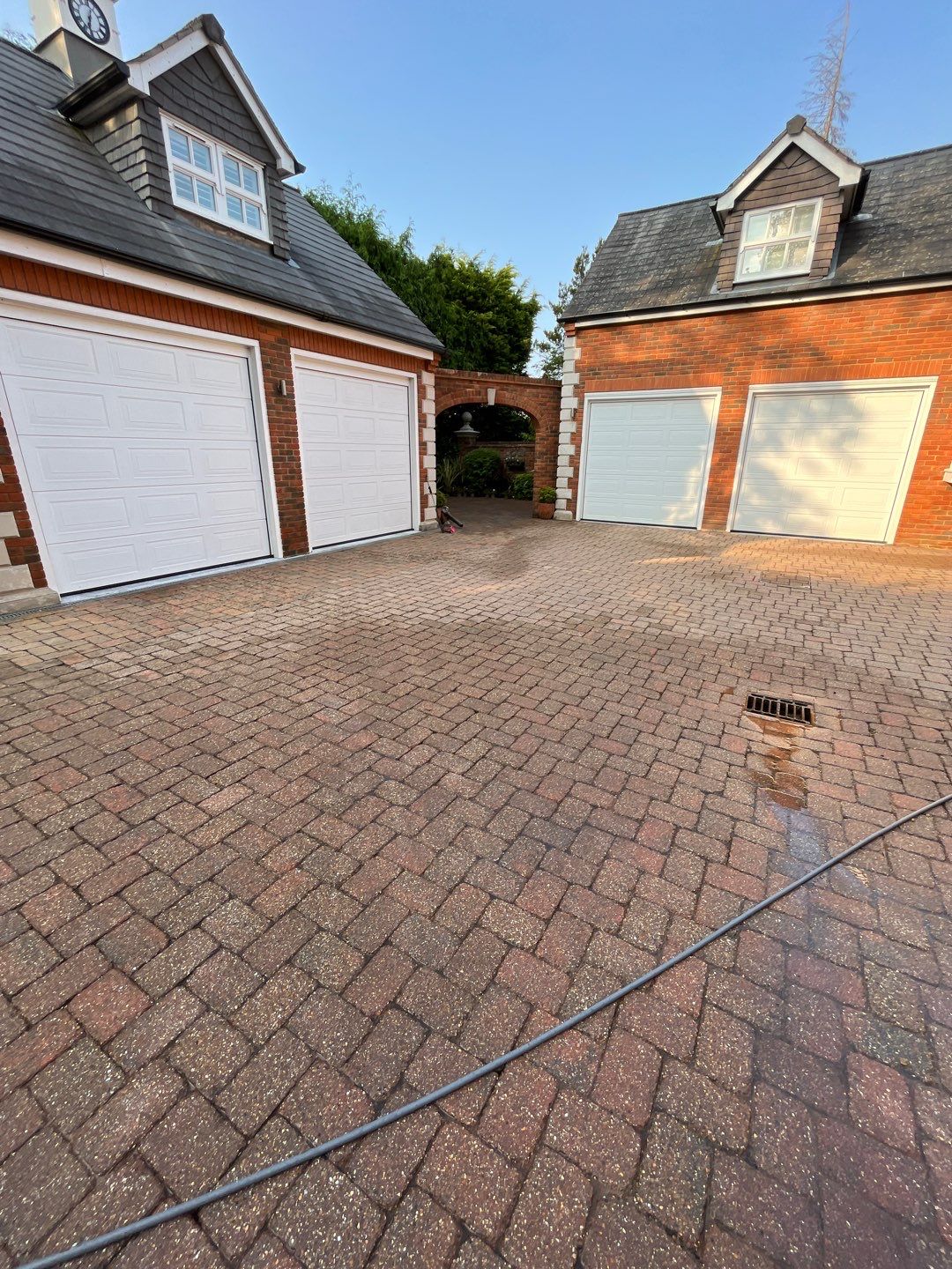 Driveway and stonework cleaning. using honda 21 ltr/min by Ges Exterior Cleaning ltd