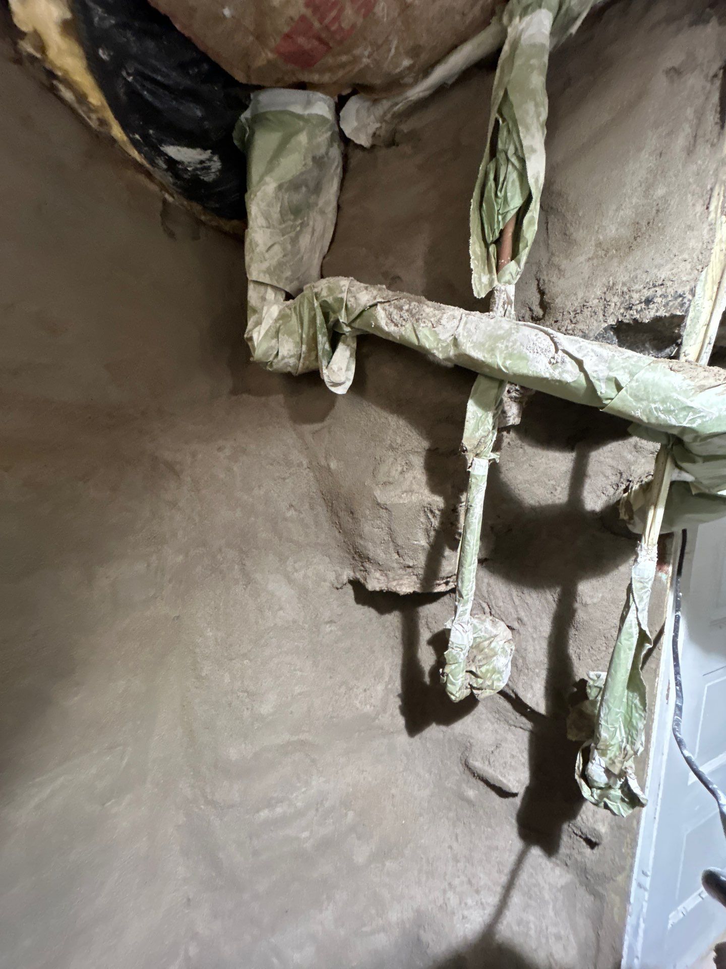 Parge Coating Drew's Stone Foundation by Waterproofing Northeast