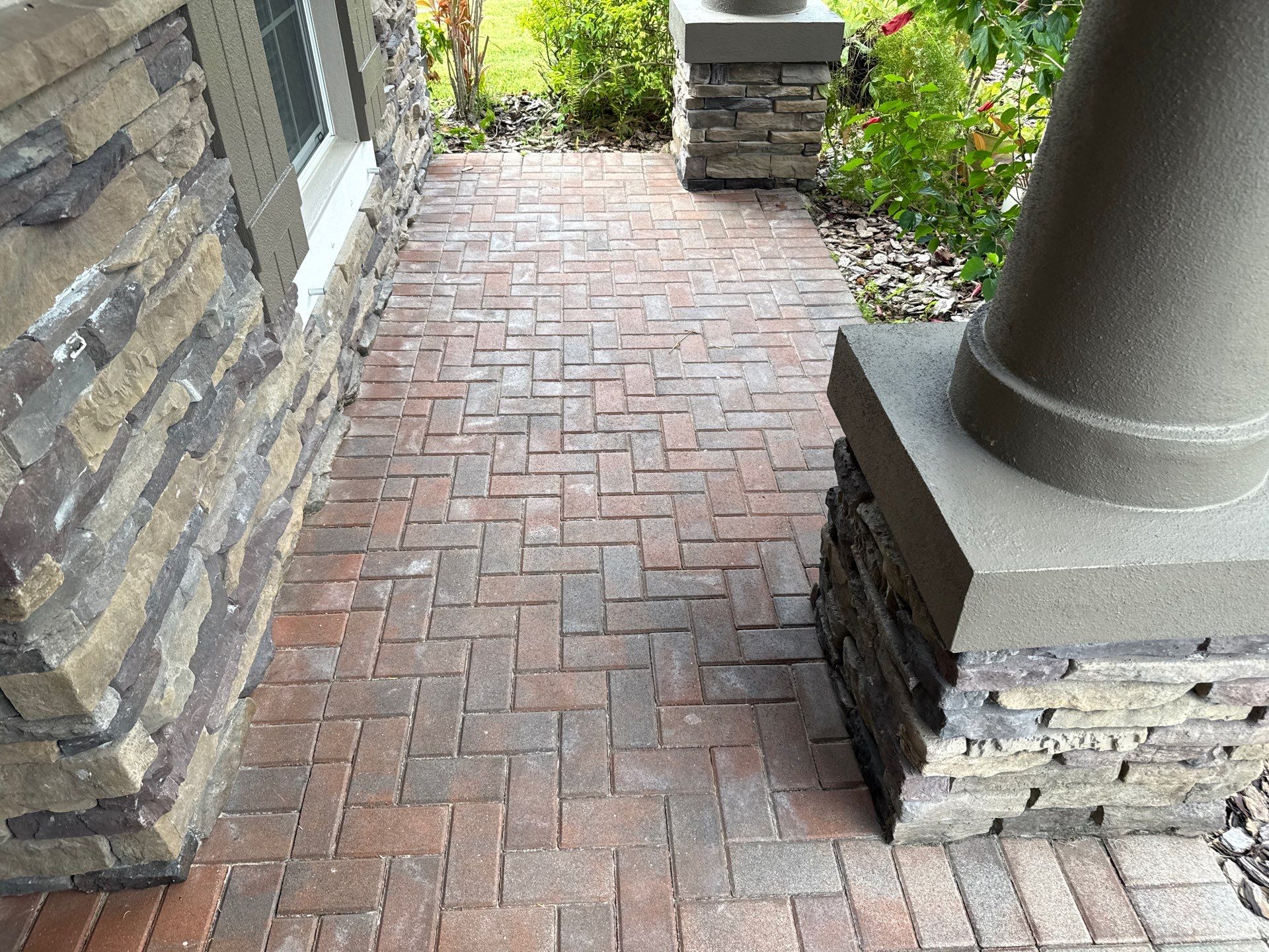 3-Car Paver Driveway & Entryway Cleaning | Oakleaf Hammock Community, Ellenton, FL by Sunshine AquaWash