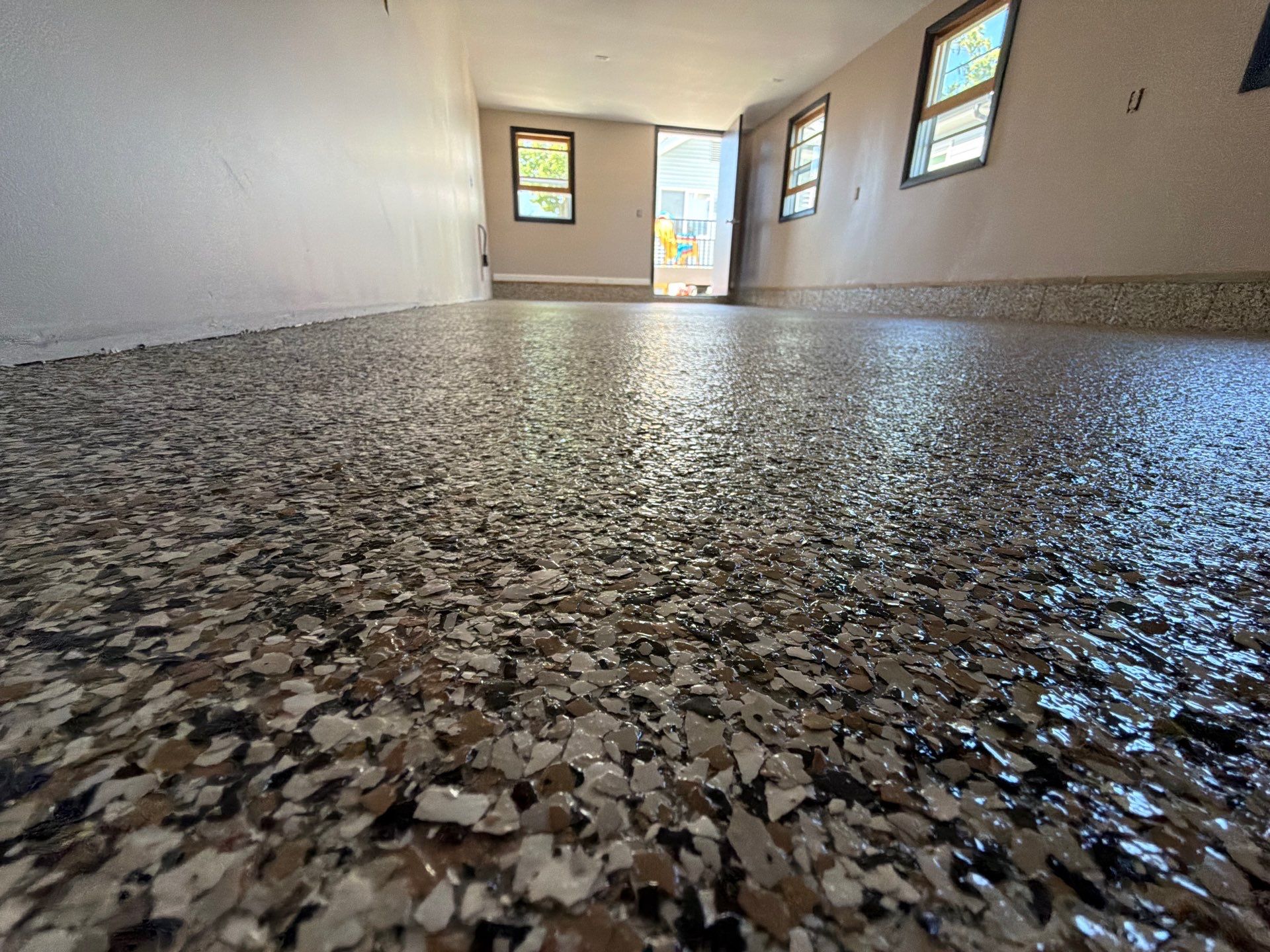 Epoxy Flake Garage Floor & Foundation Refresh
