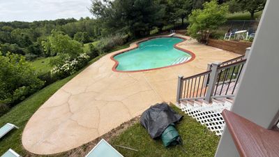 Exterior House Washing and Pool Deck Restoration in West Friendship