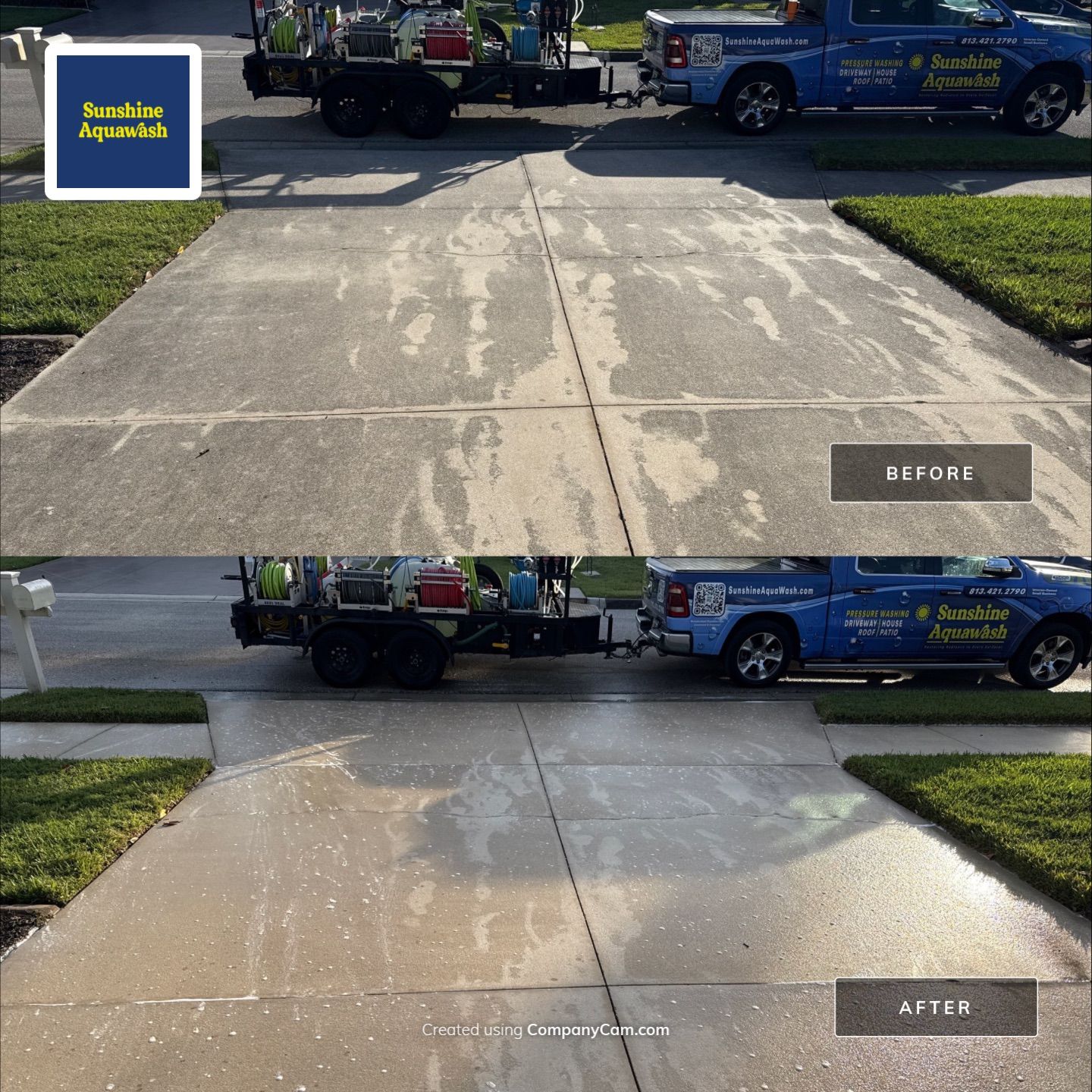 Concrete Driveway & Walkway Transformation | Northwood Park, Palmetto FL by Sunshine AquaWash