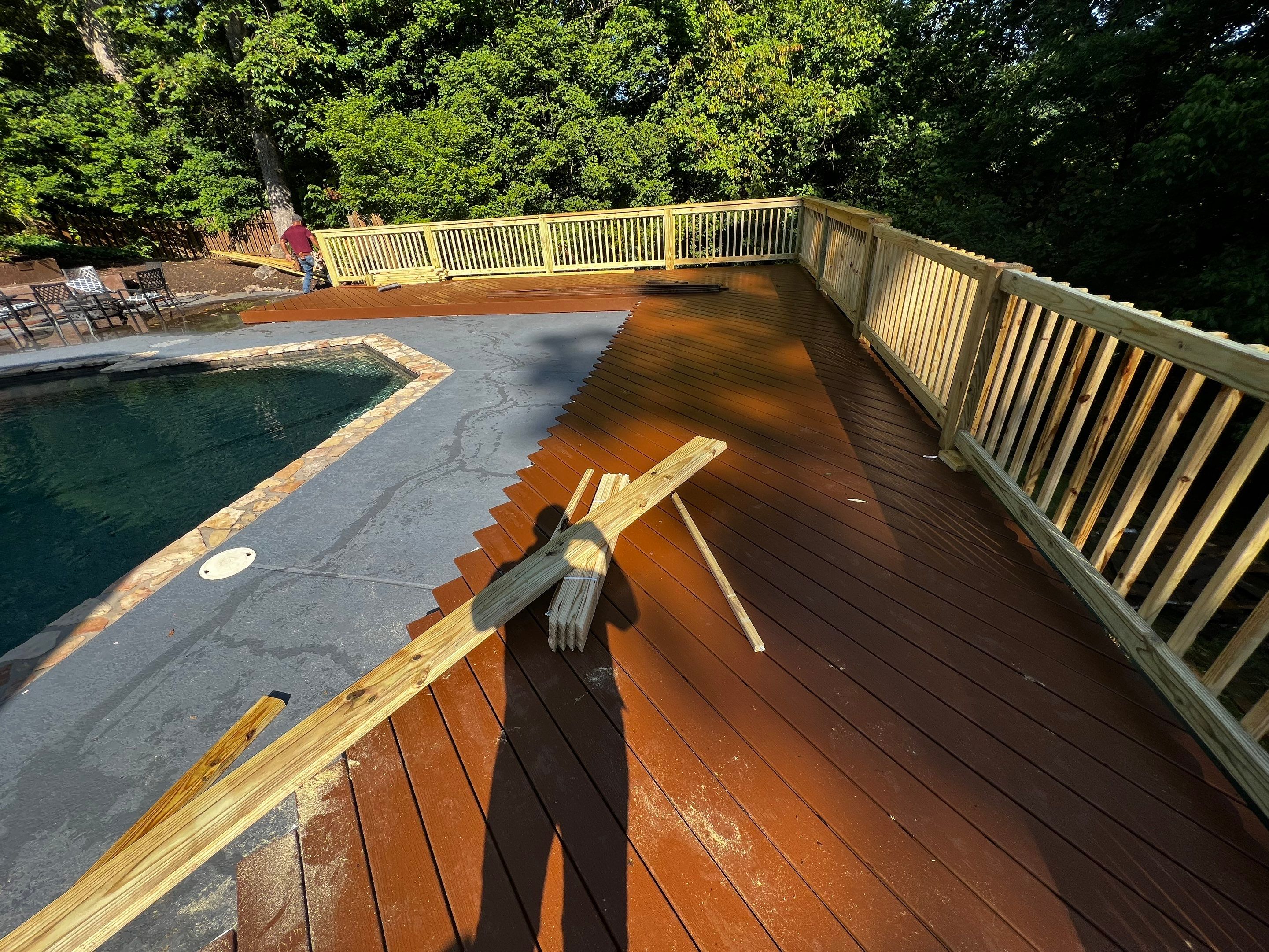Atlanta Wooden Deck Restoration and Pool Concrete Staining Project by Swift Home Renovations