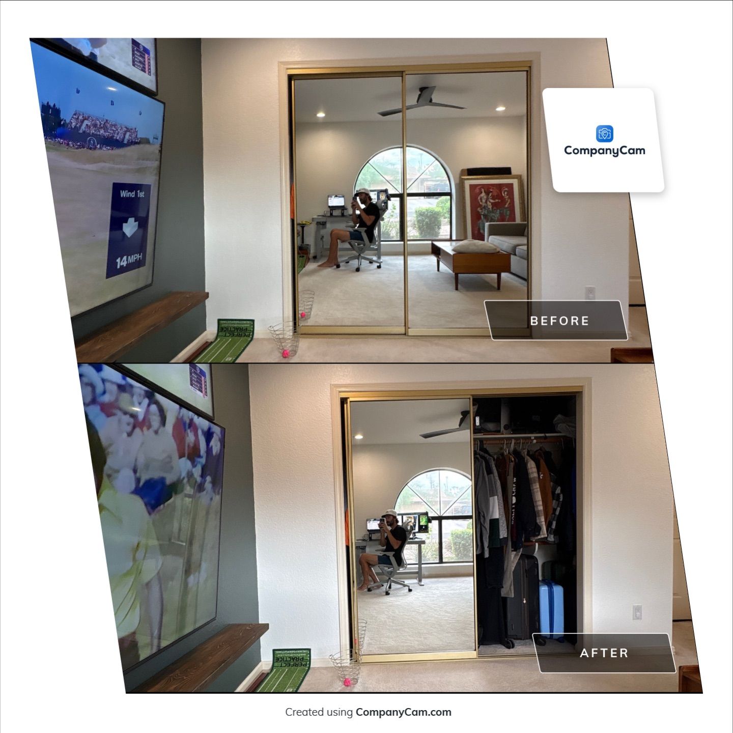 Modern Interior Renovation with Custom Accent Wall and Mirror Installation by CompanyCam Sales Demo