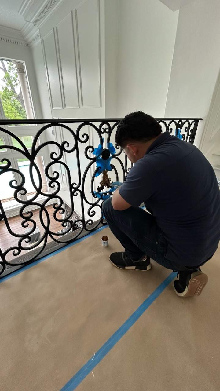 Custom Interior Wrought Iron Railing Refinishing in Dallas, Texas by Solara Custom Living