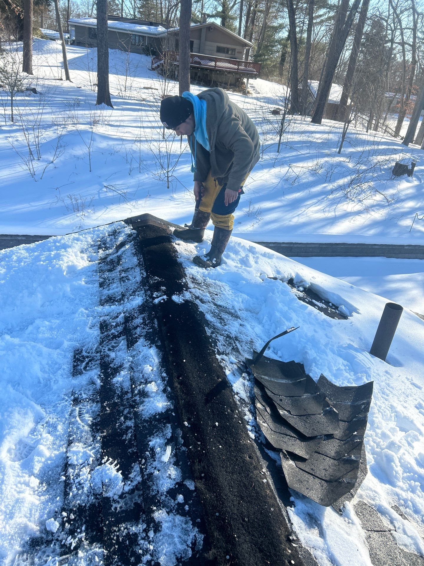 Ridge Cap Replacement & Black Metal Valley Installation in Chelmsford, MA by Mighty Dog Roofing of Greater Middlesex County