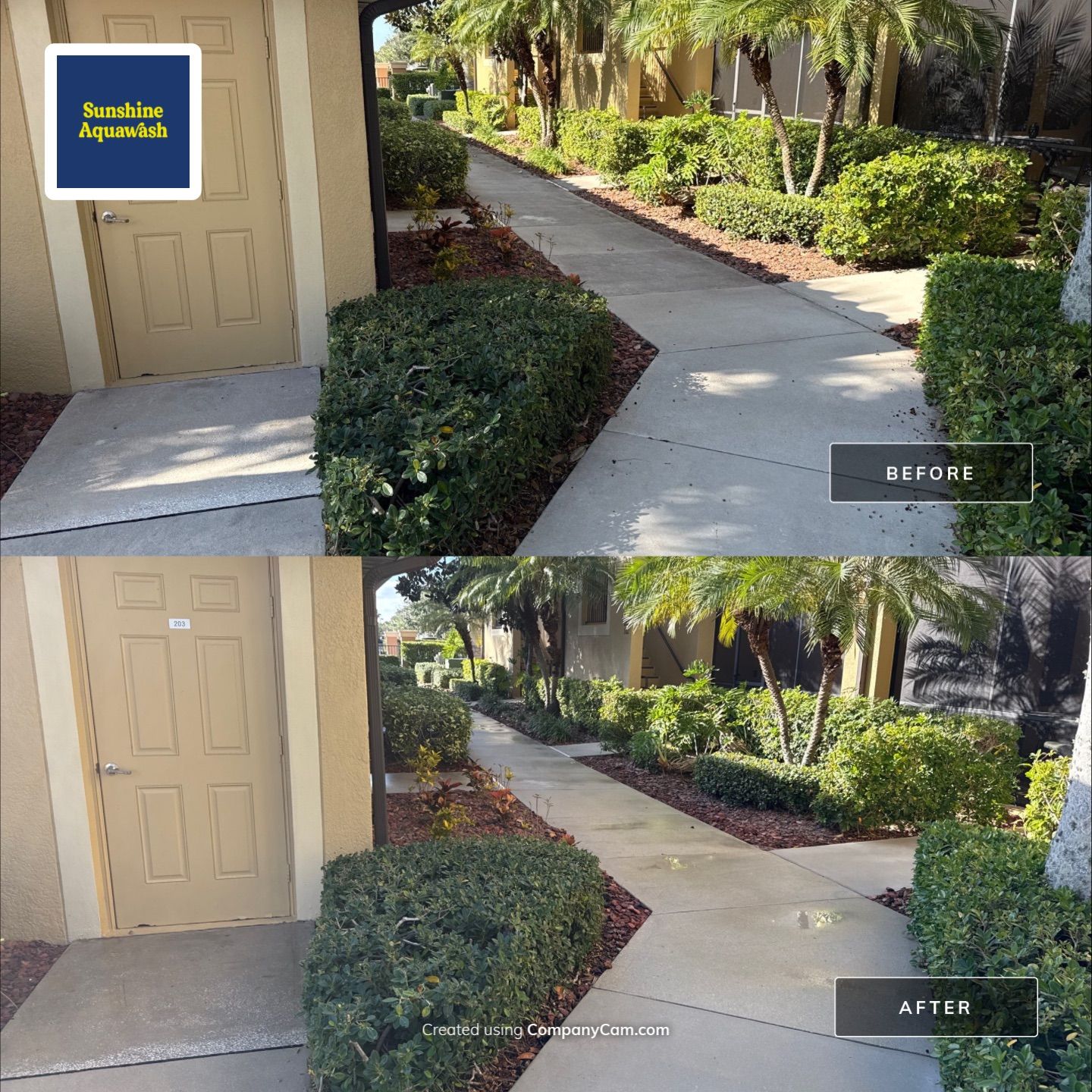 HOA Condo Concrete Driveway & Sidewalk Cleaning – River Strand Community, Bradenton, FL by Sunshine AquaWash