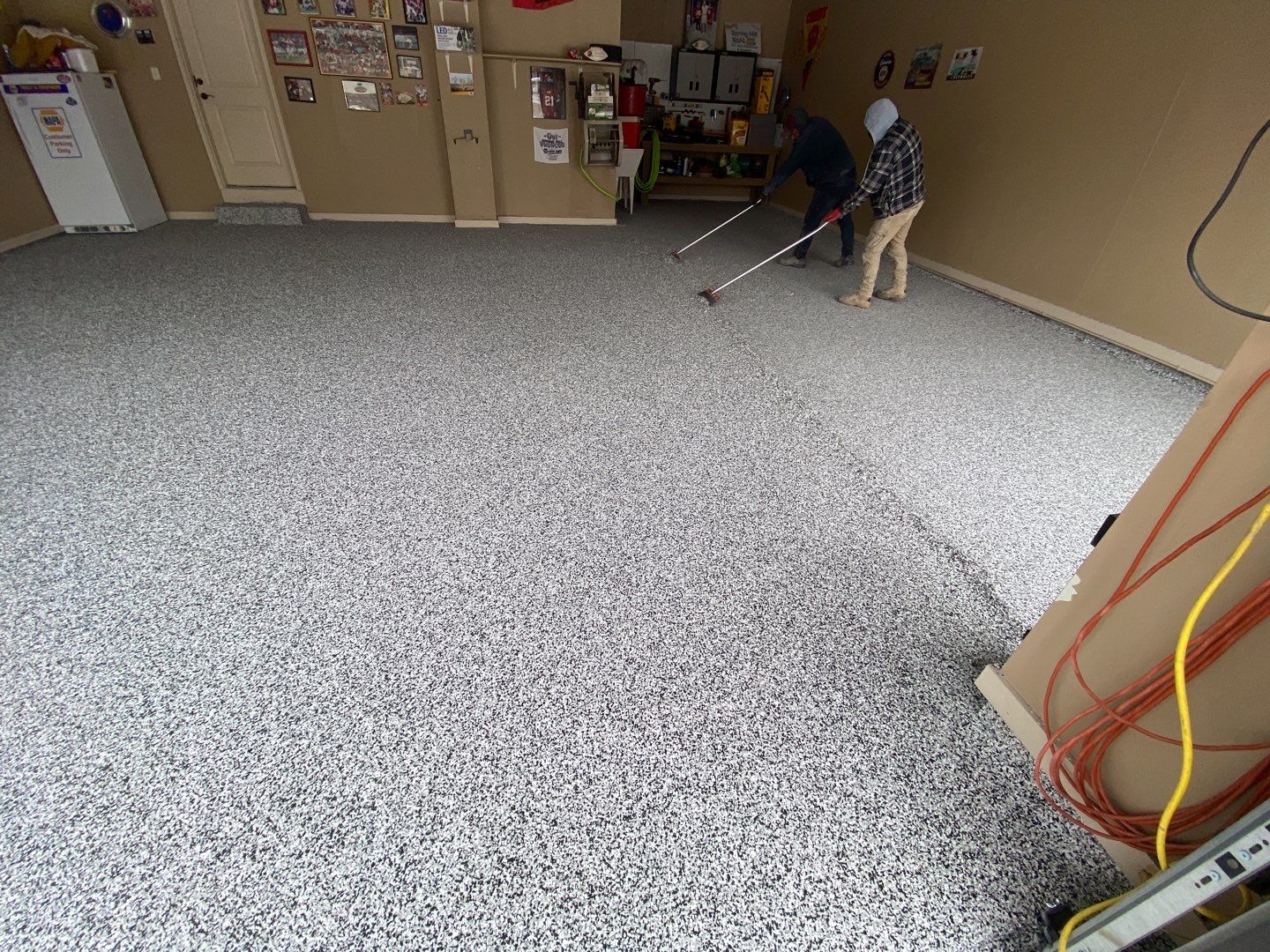 Garage & Patio using Domino & Sandstone by Select Painting, Coatings & Garage Cabinets