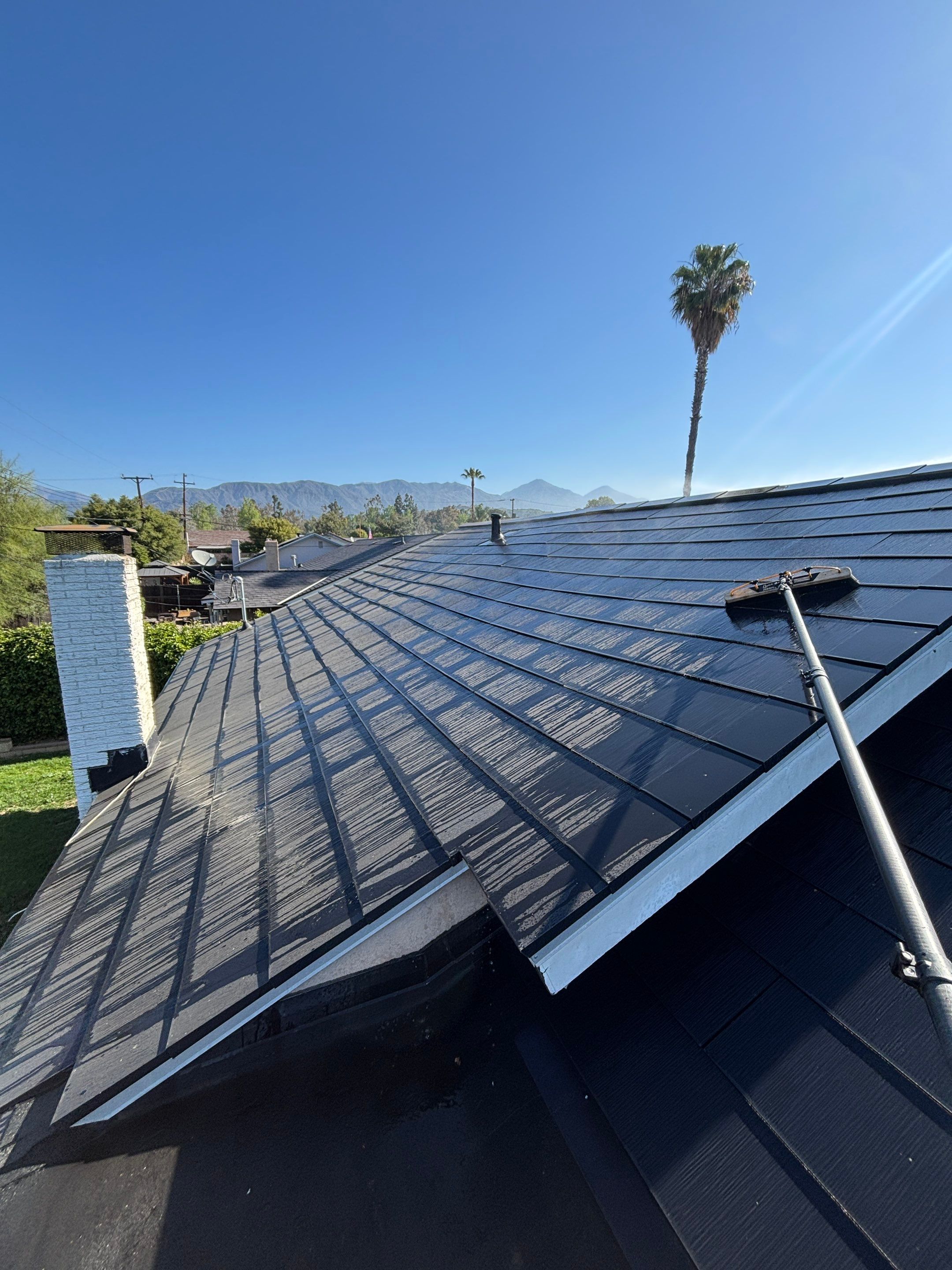 Tesla Roof Cleaning in La Verne Ca by Palm Coast Solar Cleaning