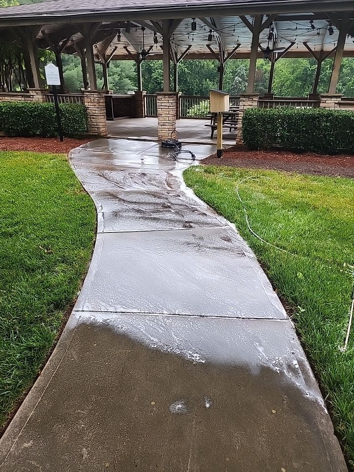 concrete Clean using cleaner by G&H Home Tech Pros LLC