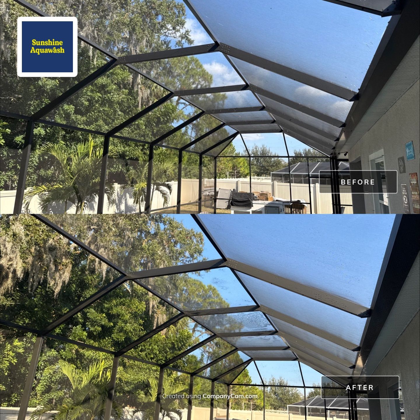 Painted Pool Deck & Screen Enclosure Cleaning | Heron Creek, Palmetto FL by Sunshine AquaWash