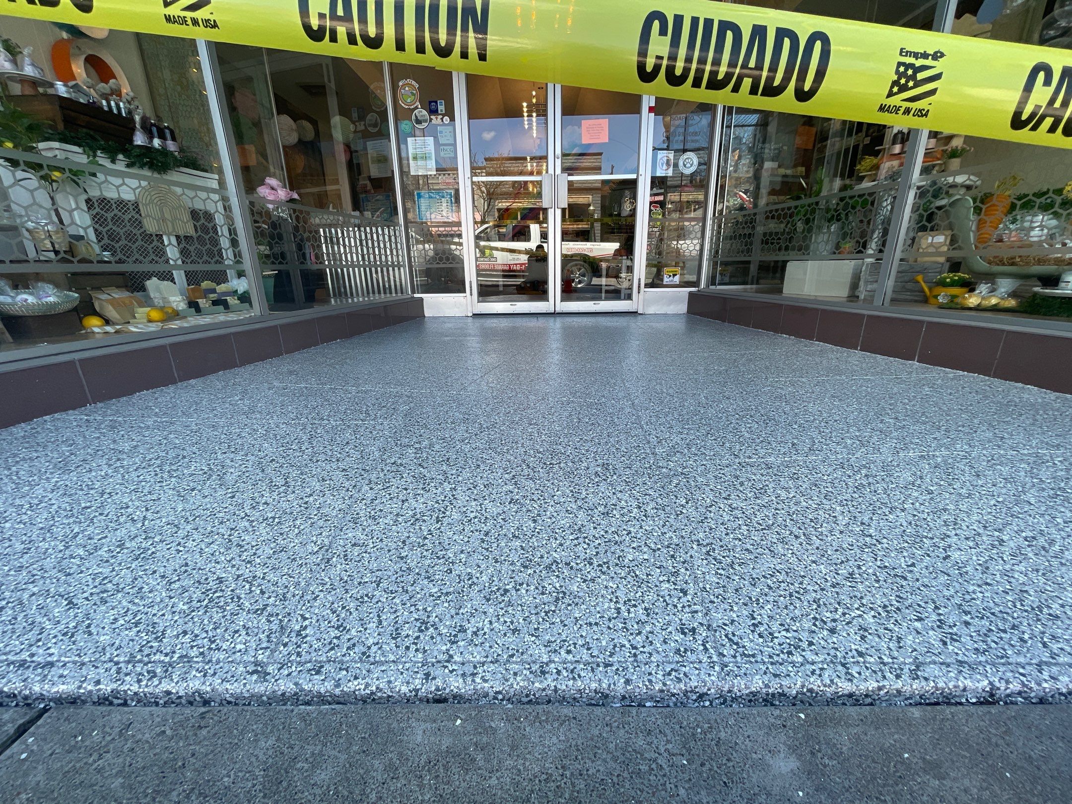 Commercial Floor Transformation using Slate Stone by Croc Coatings, LLC