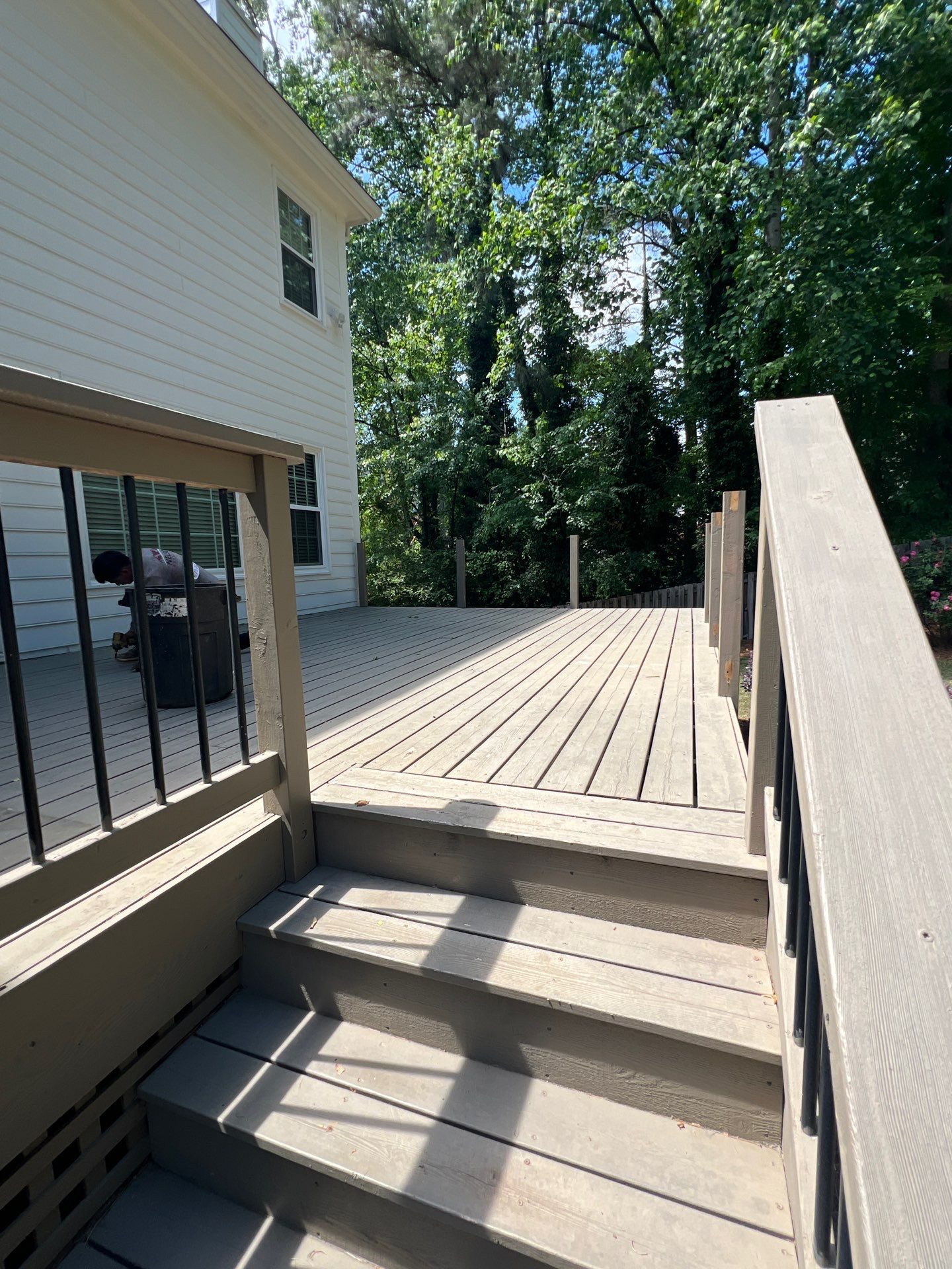 Deck Resurface using Deckorators Venture Series and Timbertech Composite Universal Rail by Nelson Exteriors 