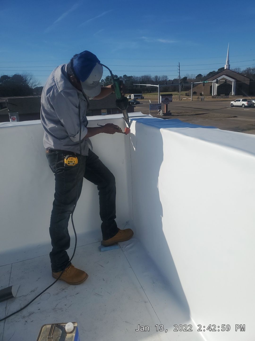 Commercial Roofing Installation using 50 mil PVC by Hostetler Roofing