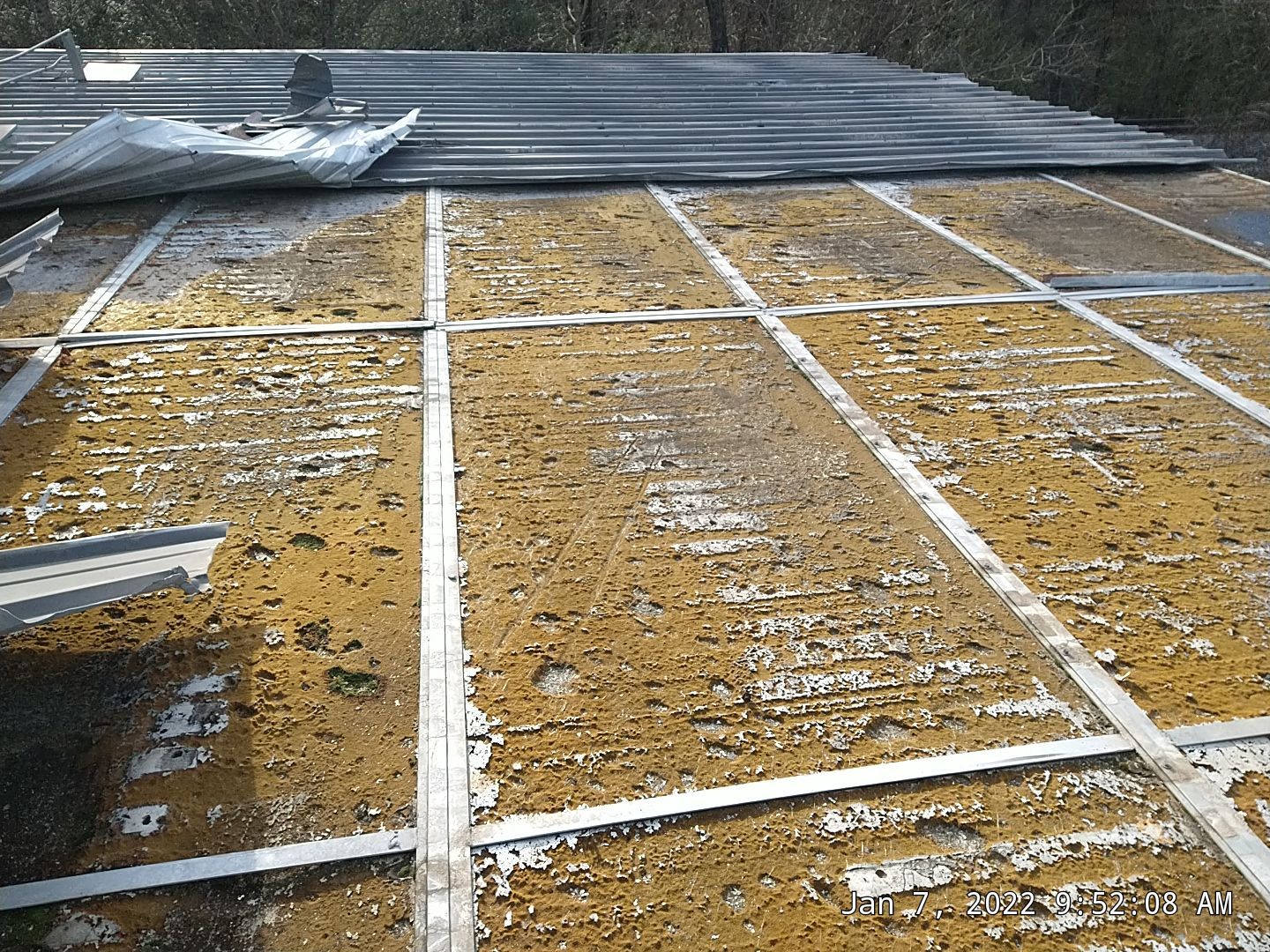 Commercial Roofing Installation using Aluminum Roofing panels by Hostetler Roofing