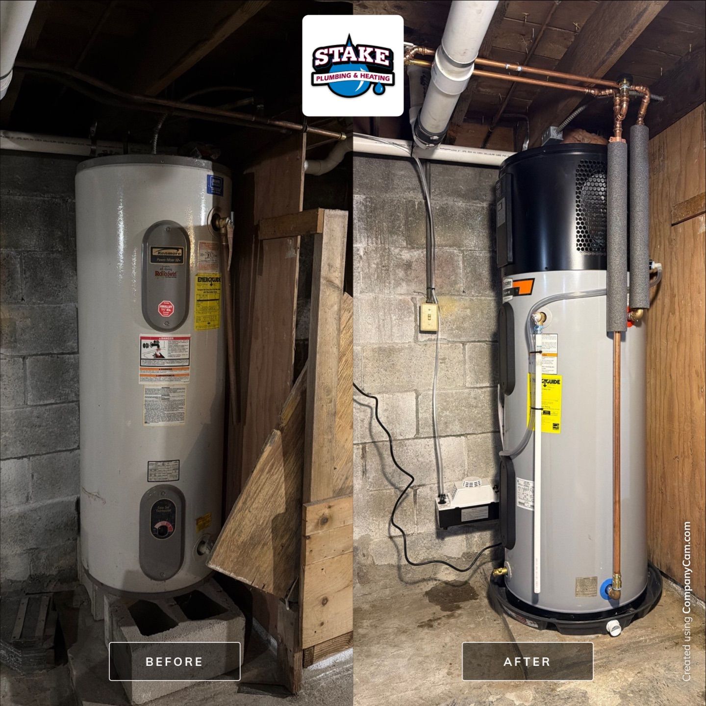 Hybrid Heat Pump Water Heater Installation in Webster by Stake Plumbing and Heating
