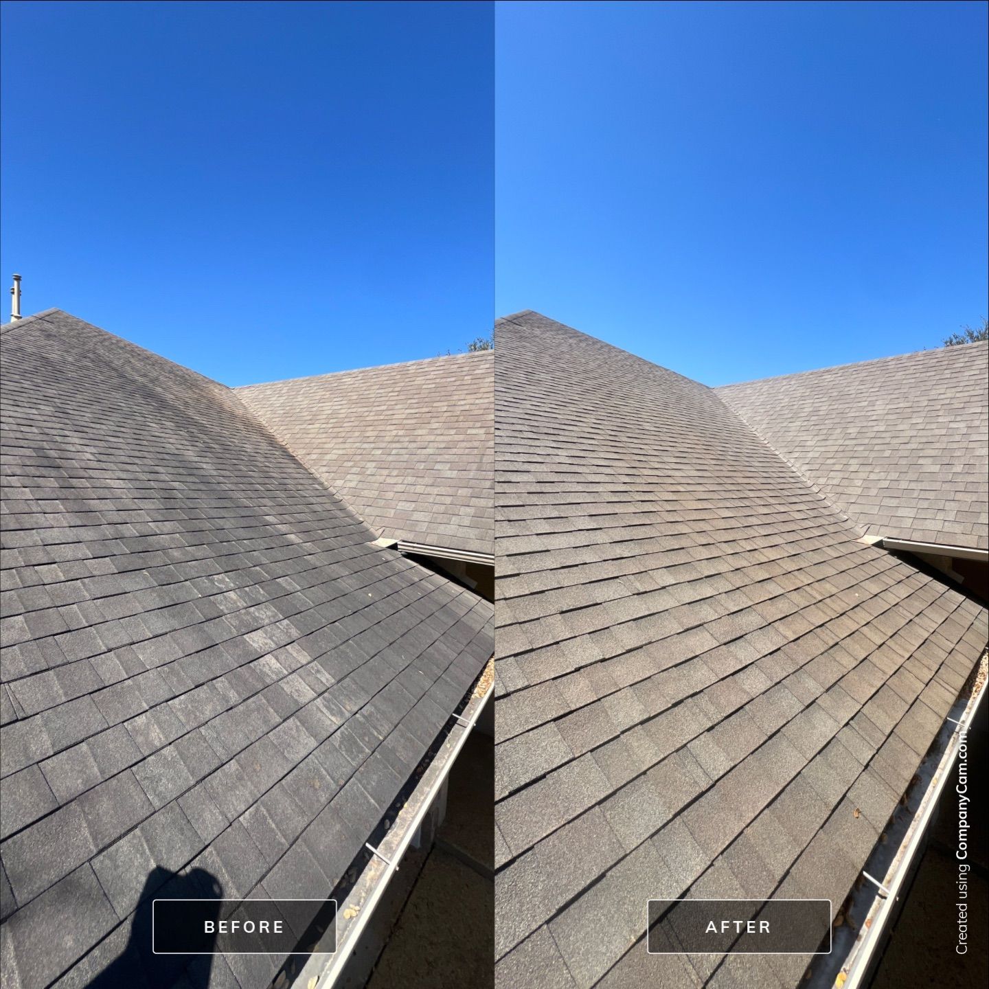 Shingle Roof Washing Project in San Antonio by Bright Choice