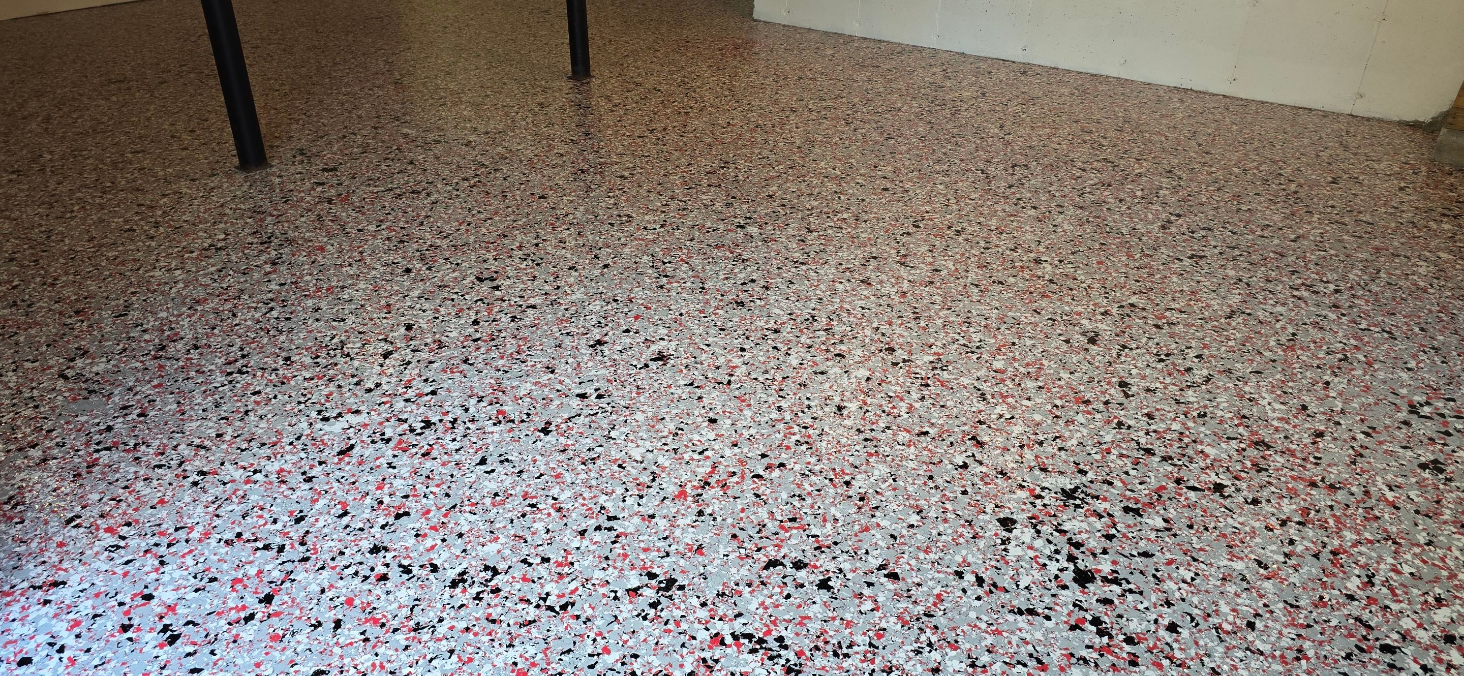 Garage Completed Using Custom Flake by Elite Floor Solutions