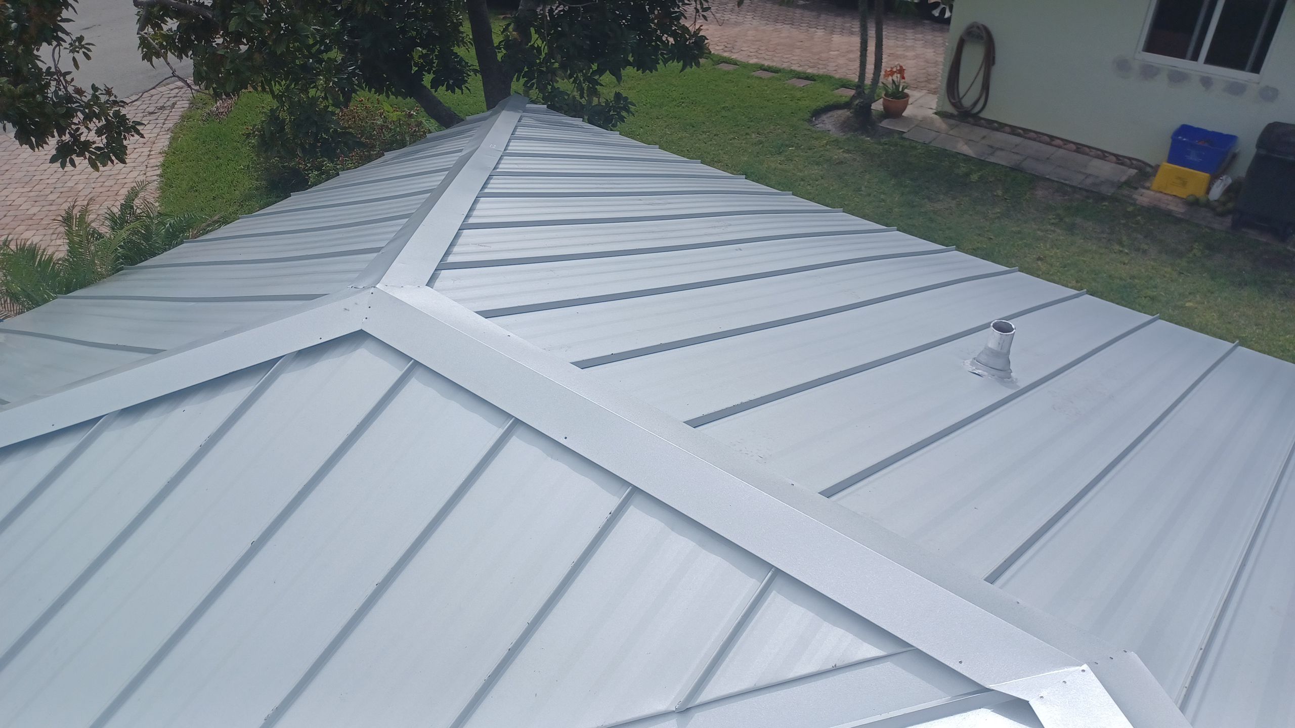 Residential Roofing Installation using 1" Nail strip metal roof by BLUES BROTHERS ROOFING