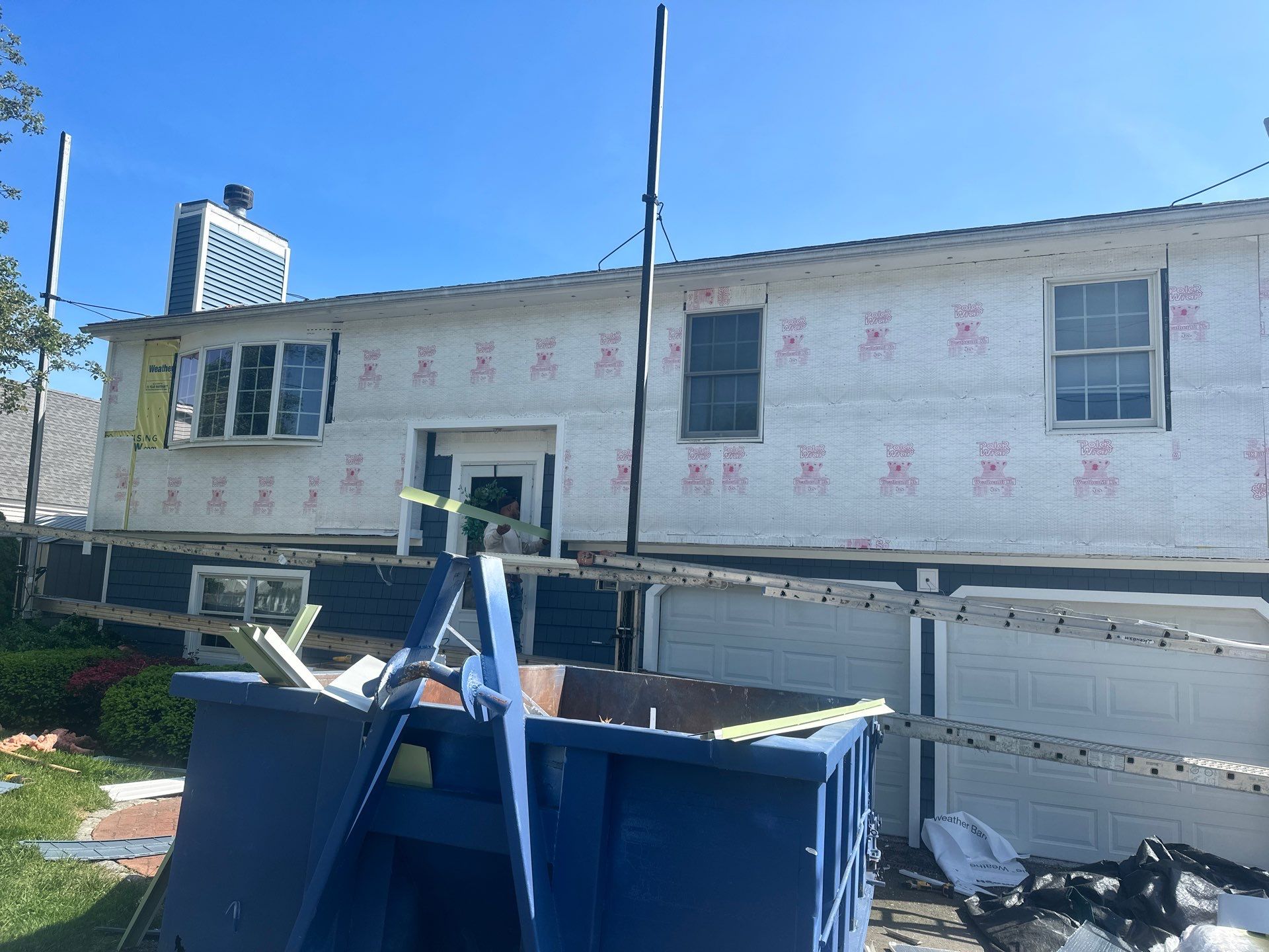 Siding Installation using Certainteed Cedar Impressions Straight Edge Perfection Shingles - D7 - Pacific Blue by A Plus Exterior