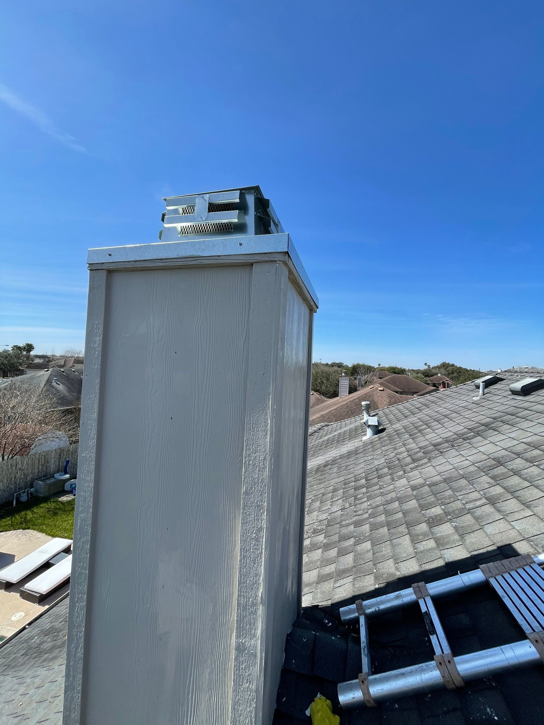 Residential Roofing Repair Replacing Chimney Cap by Lighthouse Roofing