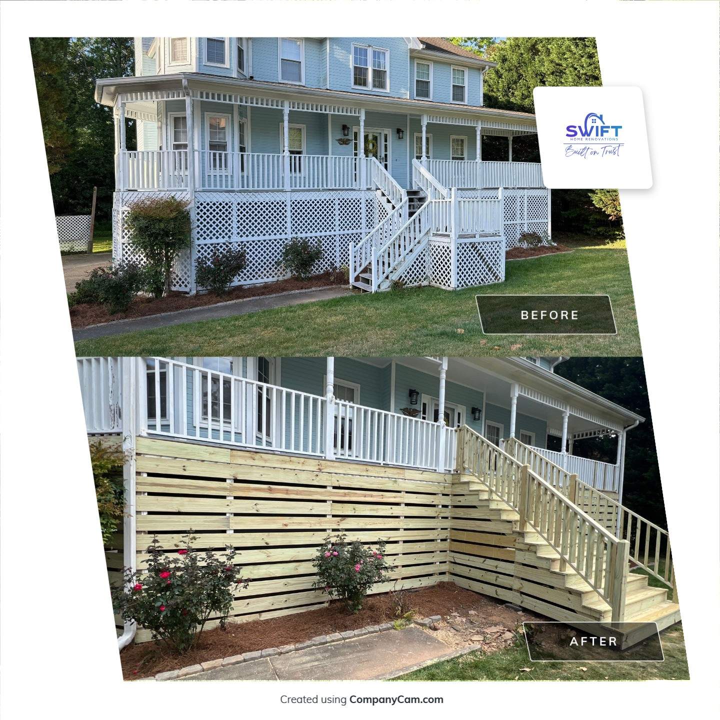 Marietta Porch Upgrade with Horizontal Pressure-Treated Wood Slats by Swift Home Renovations