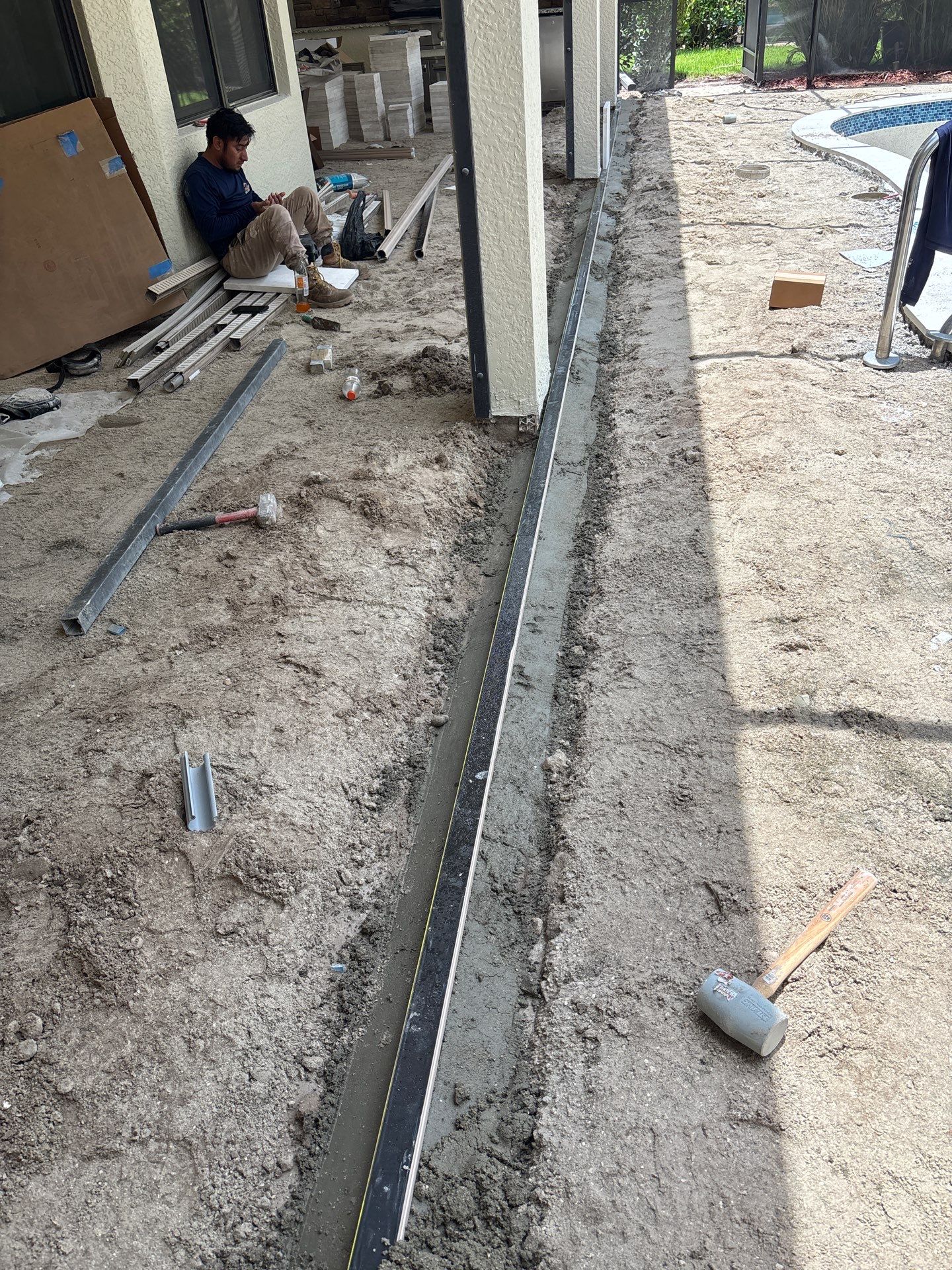 Textured Marble Pool Deck - Bonita National Golf & Country Club by Old Town Pavers Llc