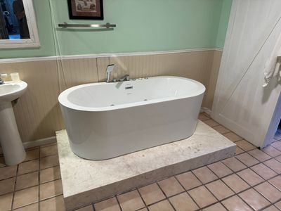 Tub to walk in shower and new free-standing tub in Canyon Lake
