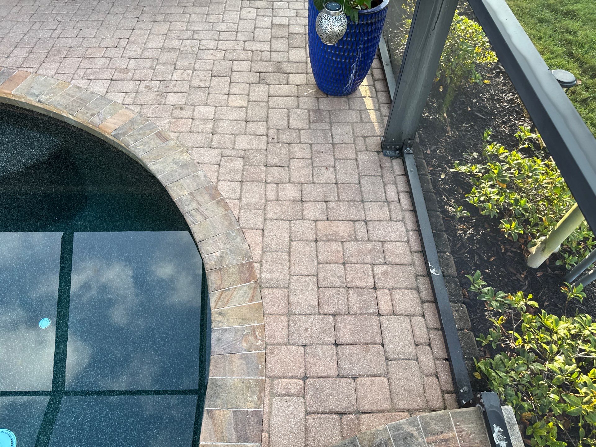 Tile Roof, Paver Pool Deck & Flowerbed Curbing Cleaning | Winding River Bradenton, FL Transformation by Sunshine AquaWash