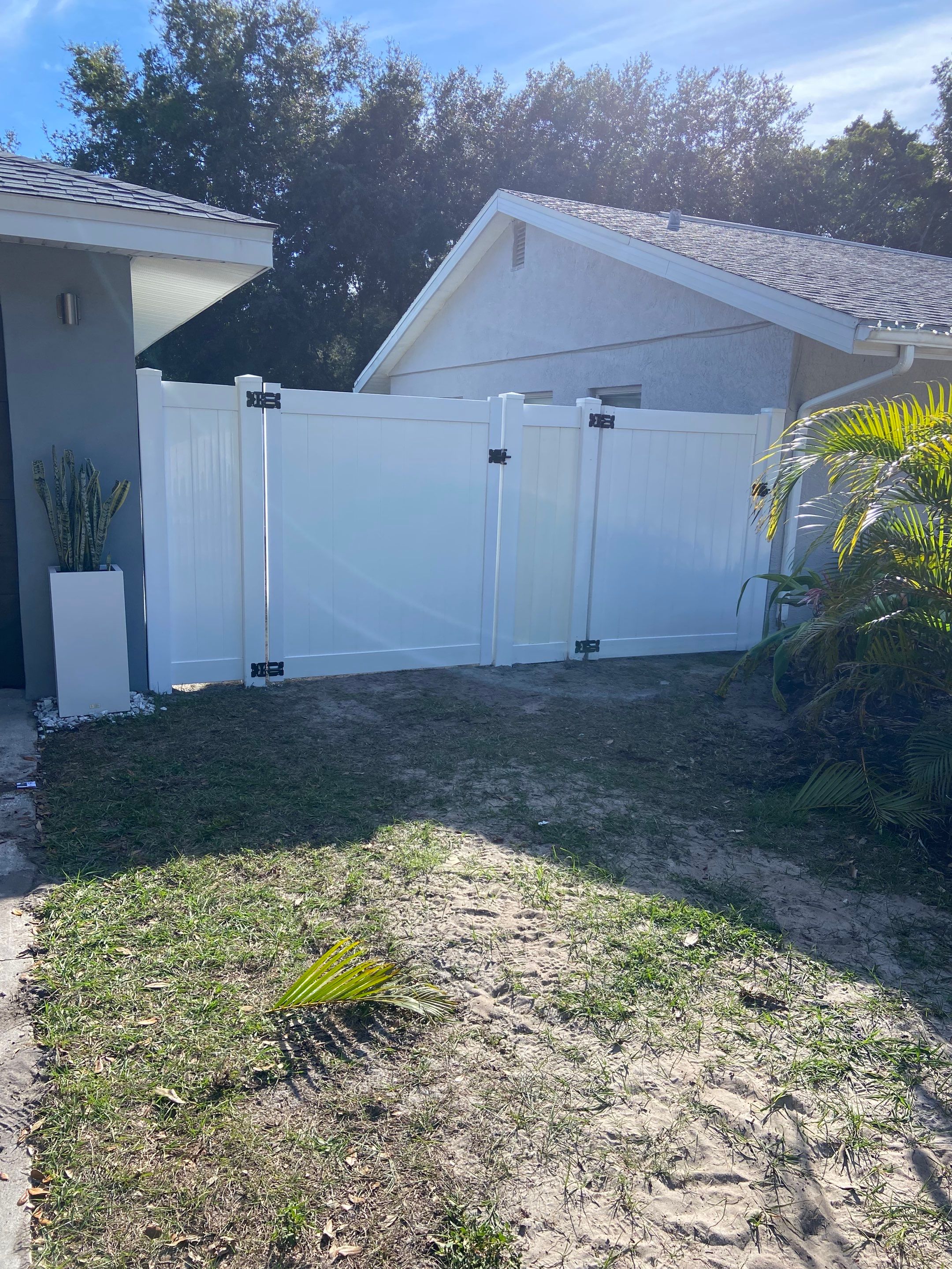 Vinyl Privacy Fence With AC Enclosure and Storage Corral by Asap fence and gates, LLC