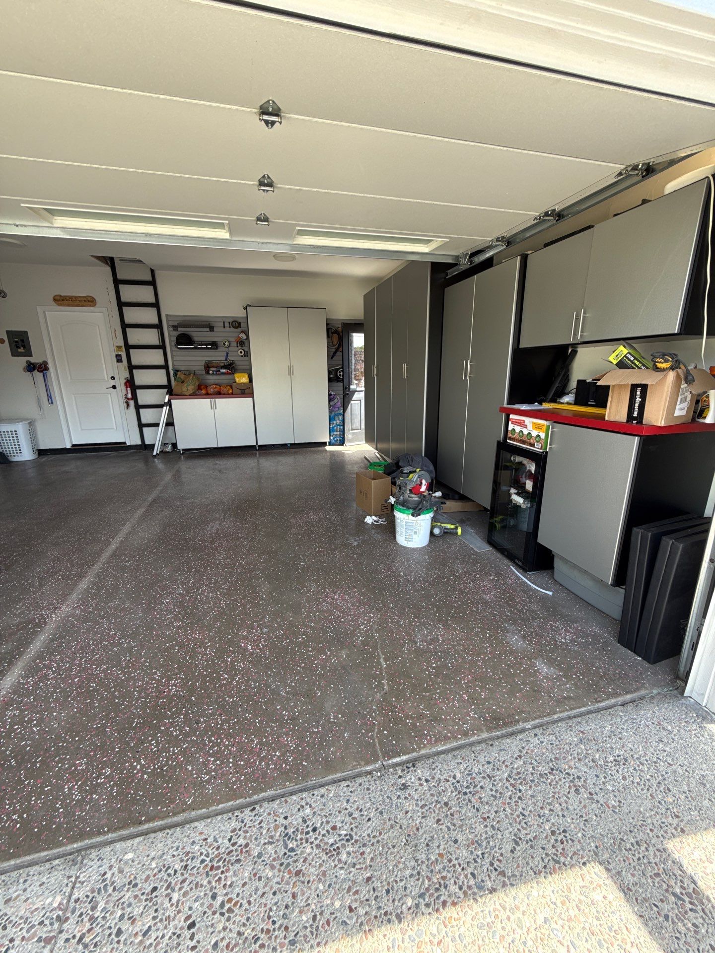 Garage Floor: Vinyl Chip using Midnight by J&C Concrete Restoration, Inc