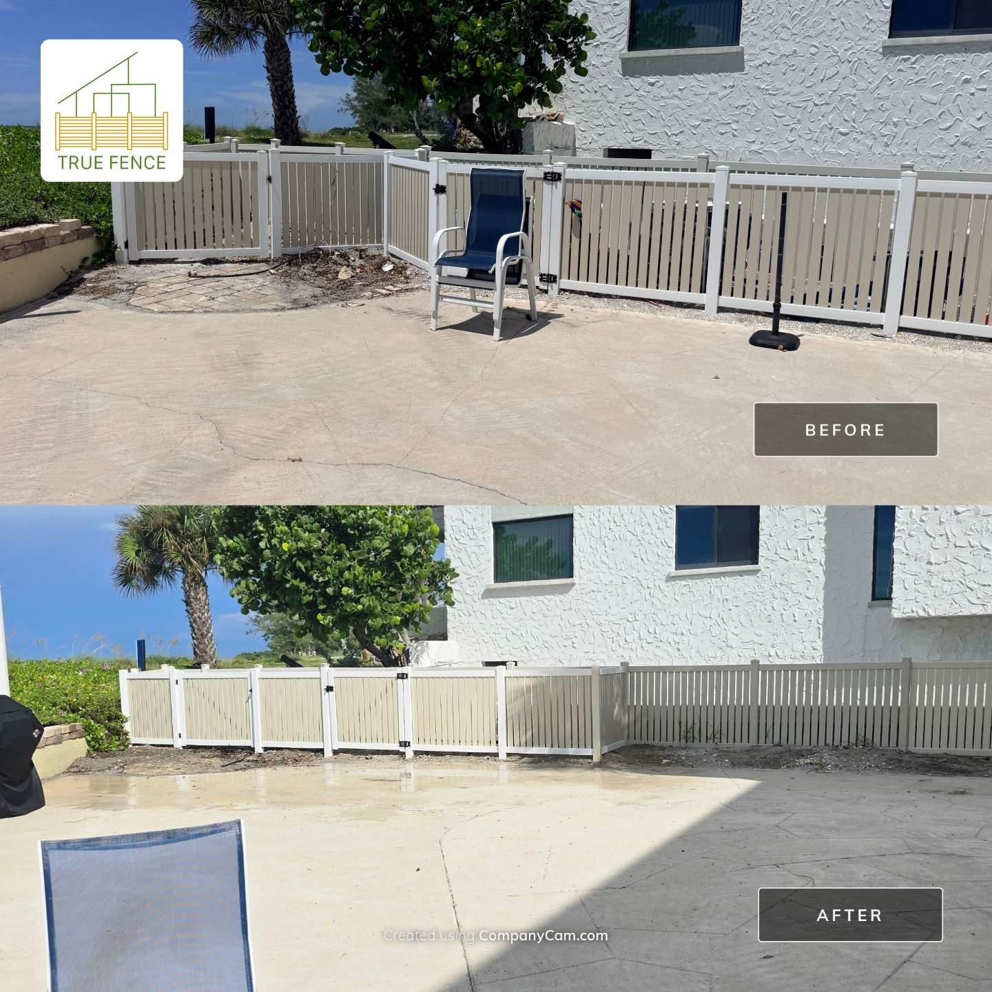 Waterfront Vinyl Privacy Fence Realignment in Venice by True Fence LLC