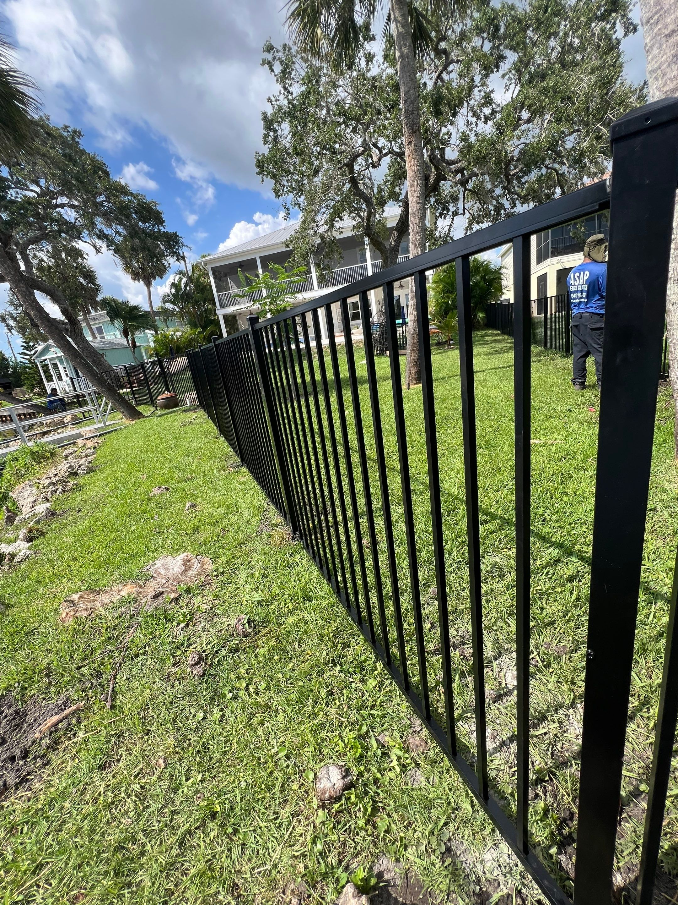 Aluminum Fence Installation using Black 3 Rail Aluminum Fence by Asap fence and gates, LLC