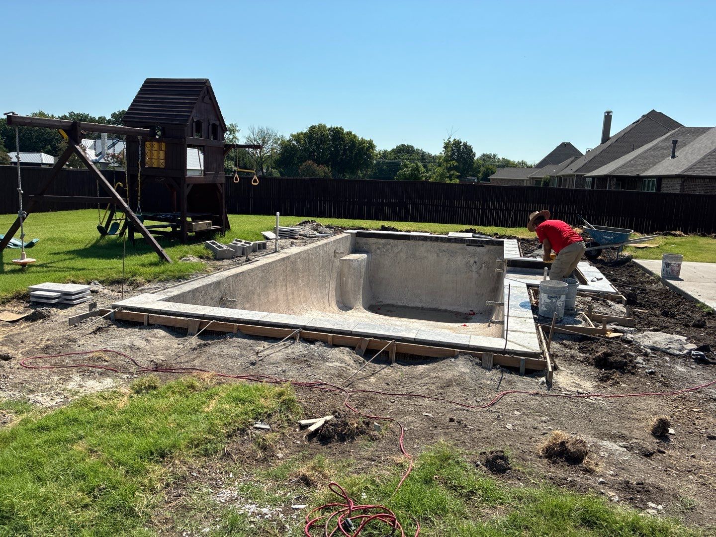 Custom In-Ground Rectangular Pool Installation in Wylie by Hobert Pools
