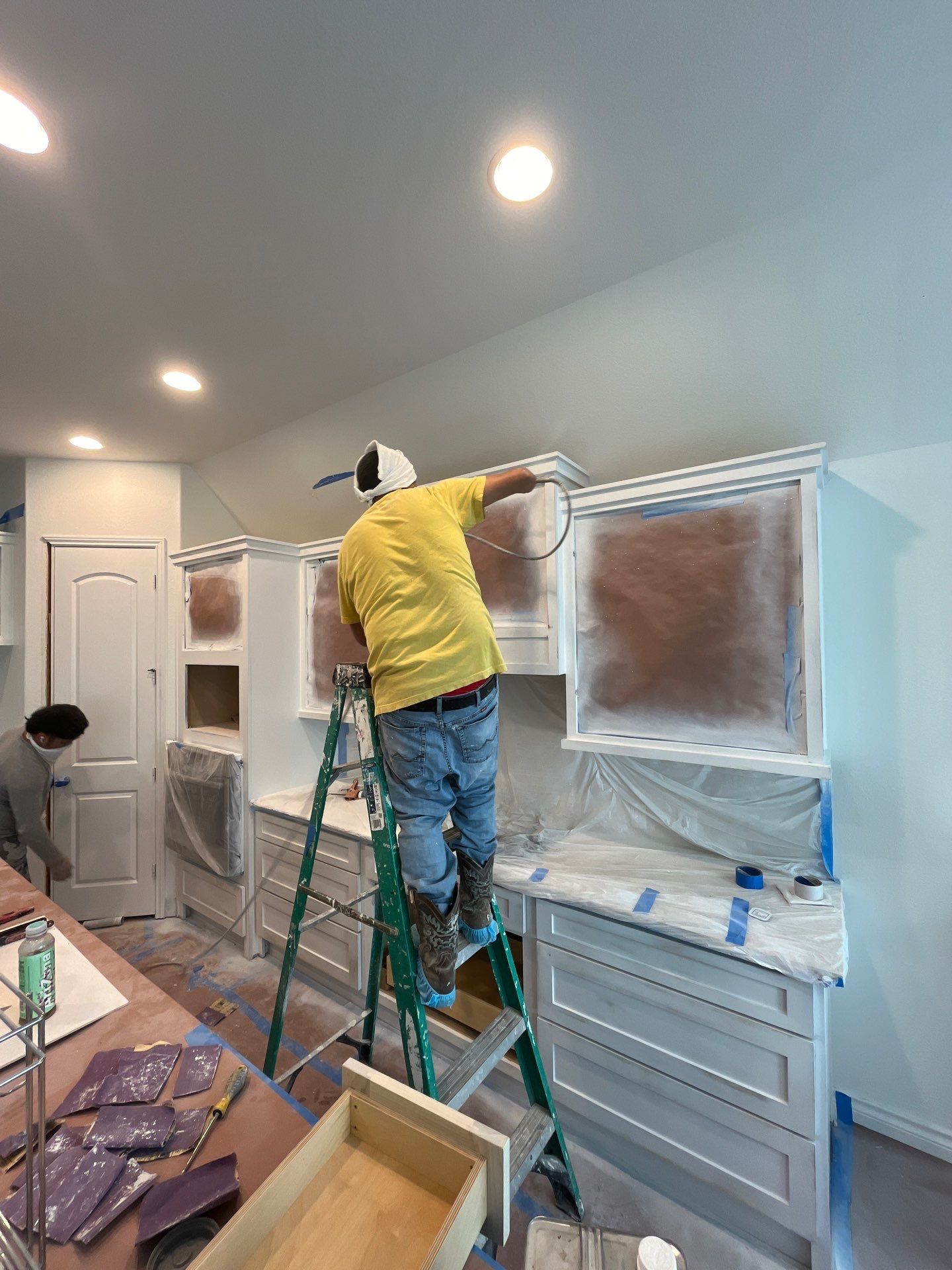 Kitchen Remodel using Water mitigation equipment by L&T General Contractors and Restoration INC