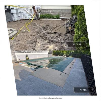 Bluestone stamped concrete patio 