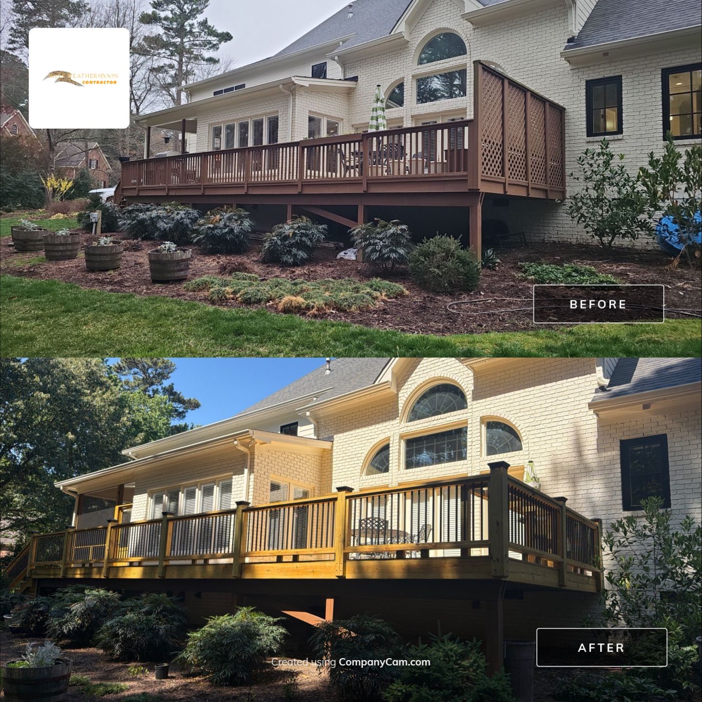 Deck Stain, Round Balusters & Screened Porch Transformation by Billy Weatherspoon Contractor