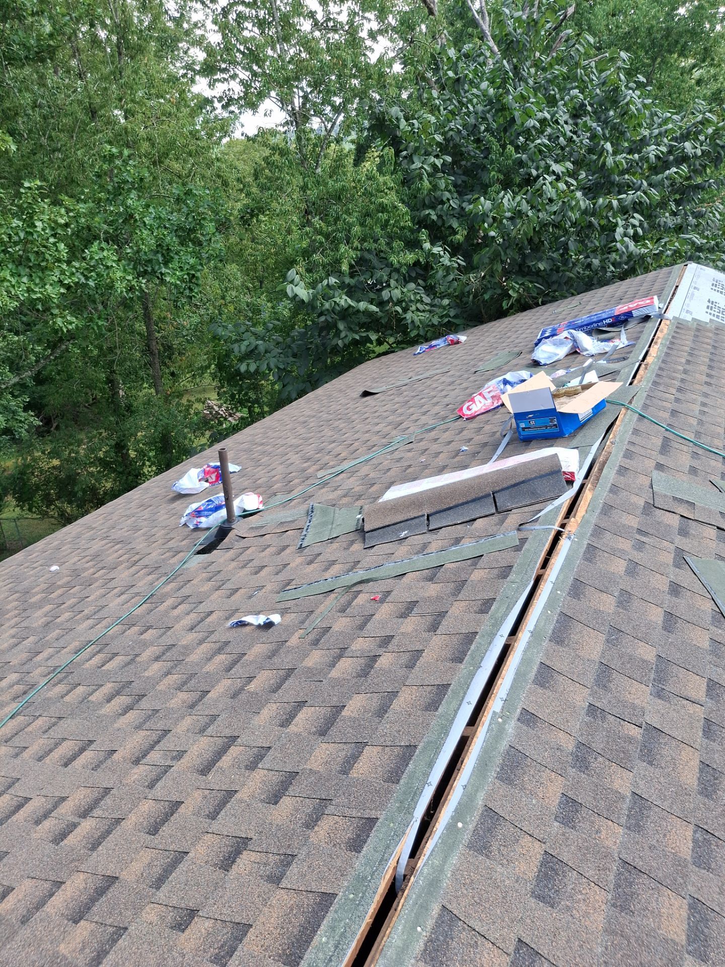 Residential Roofing Installation using GAF Timberline HDZ Barkwood by Rainstoppers Roofing