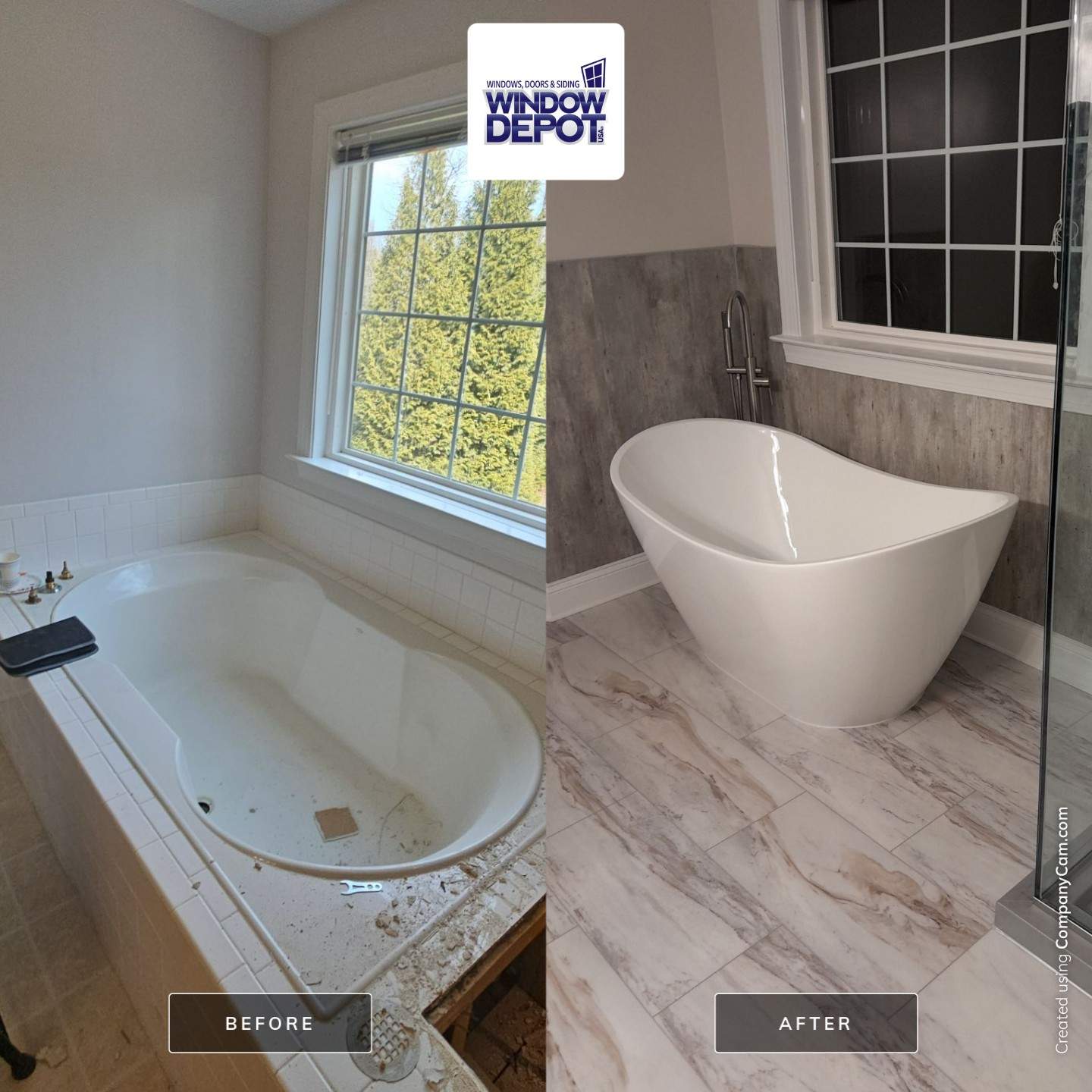 Complete master bathroom remodel/Full window replacement by Window Depot of Annapolis