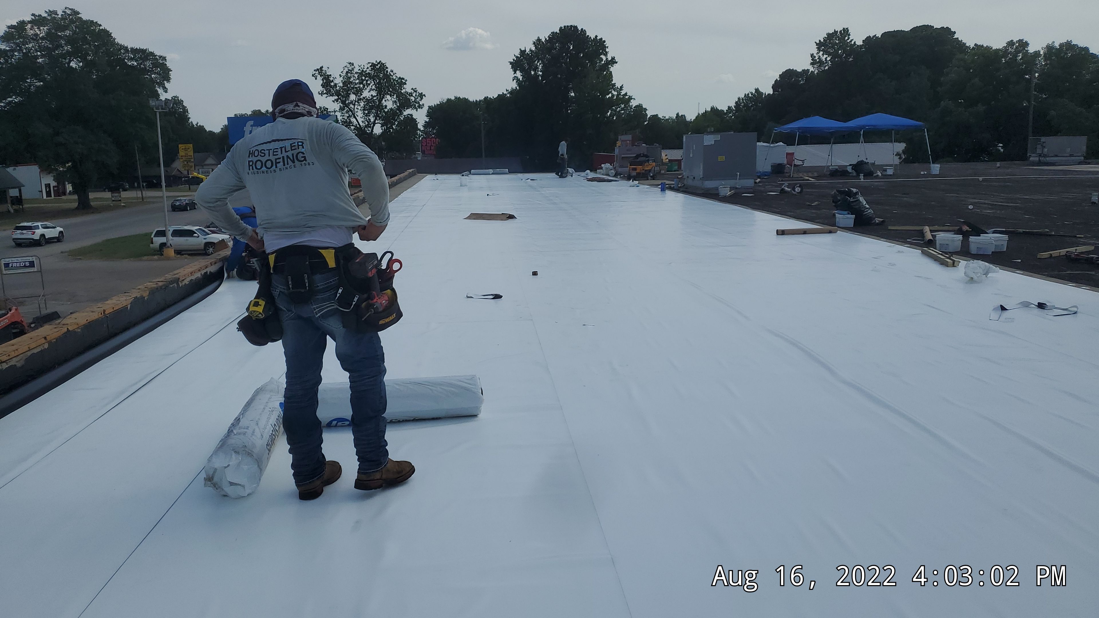Commercial Roofing Installation using 50 mil PVC by Hostetler Roofing